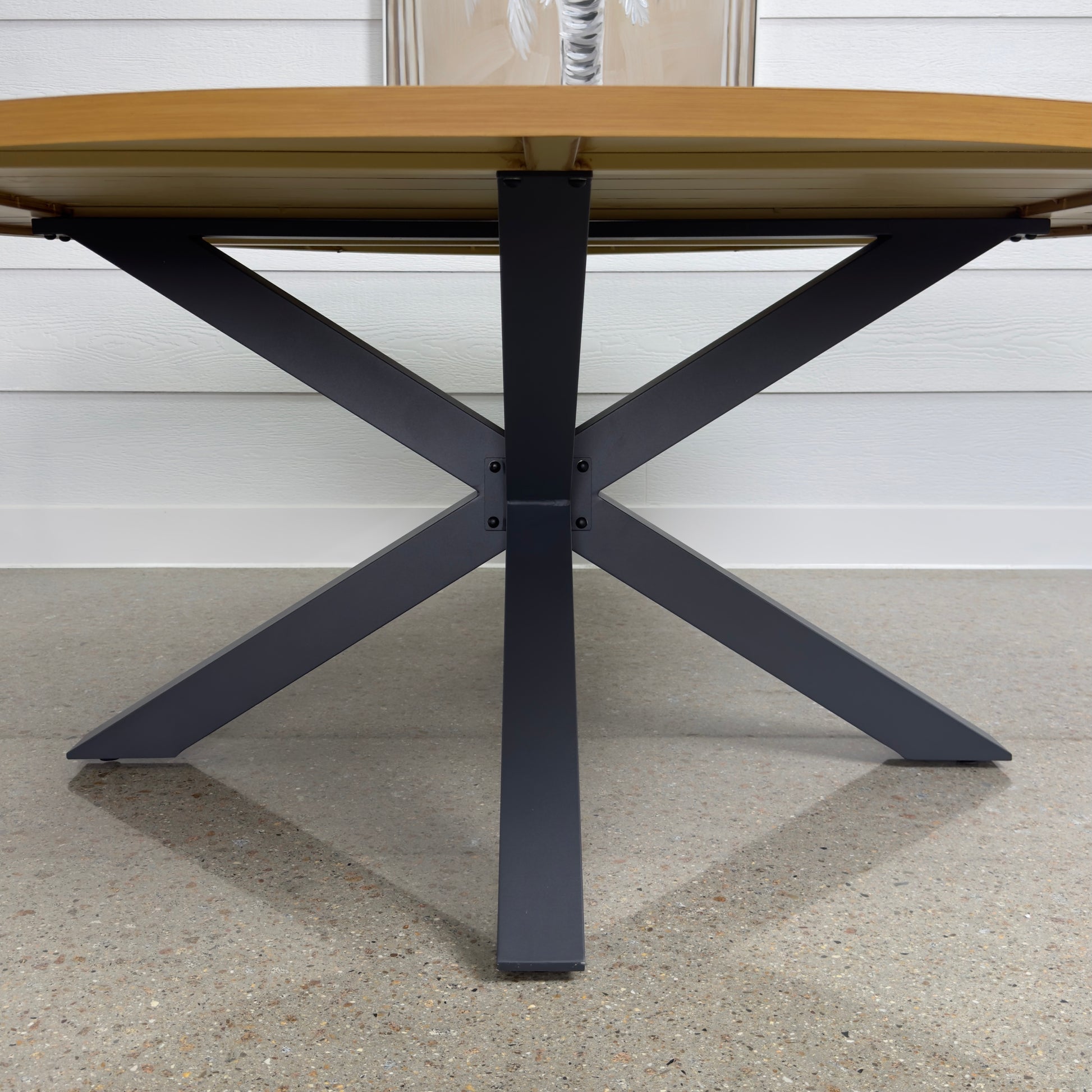 Mildura Round Dining Table - Charcoal / Brushed Teak