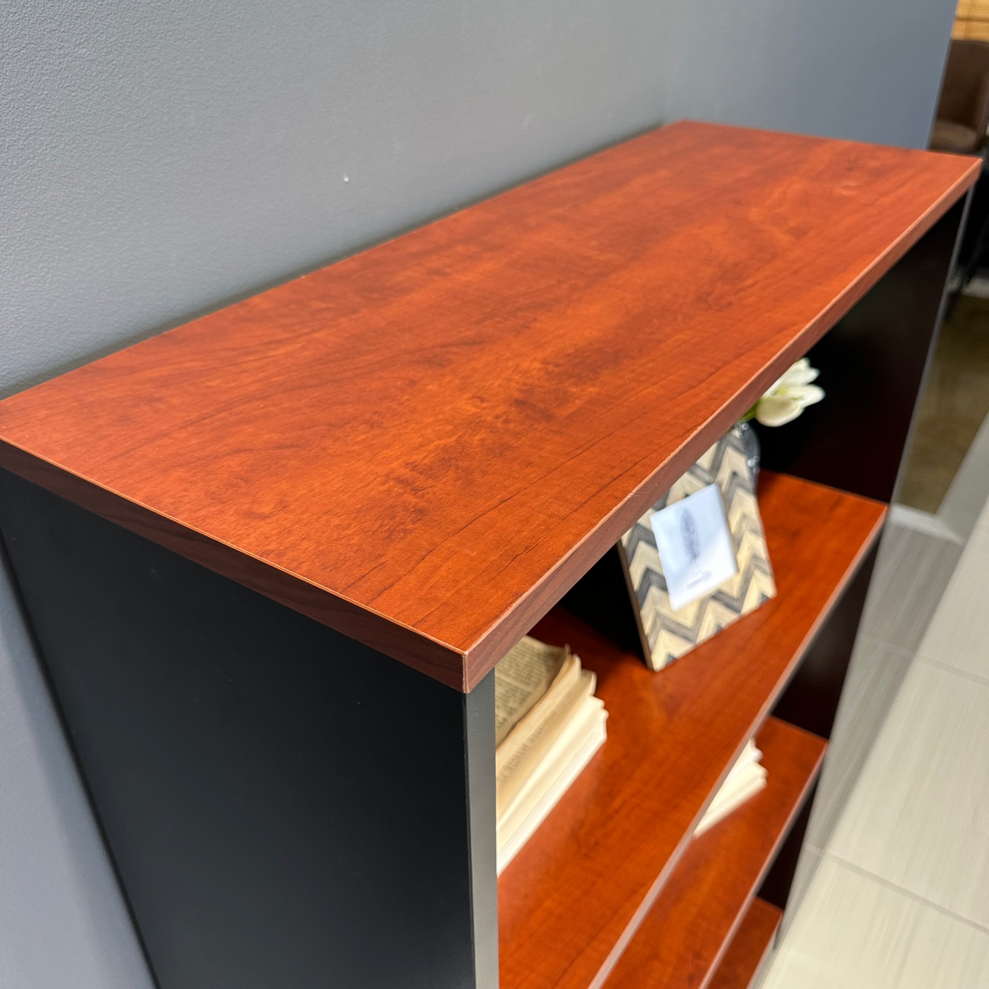 Performance Bookcase Medium - Red Gum/ Charcoal