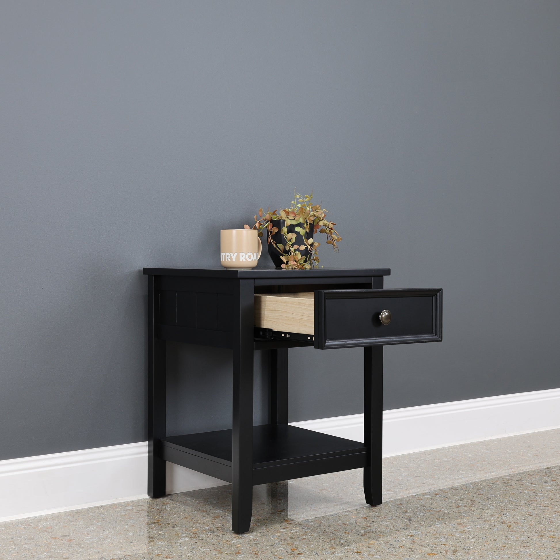 Joseph Bedside w/ 1 Drawer - Black