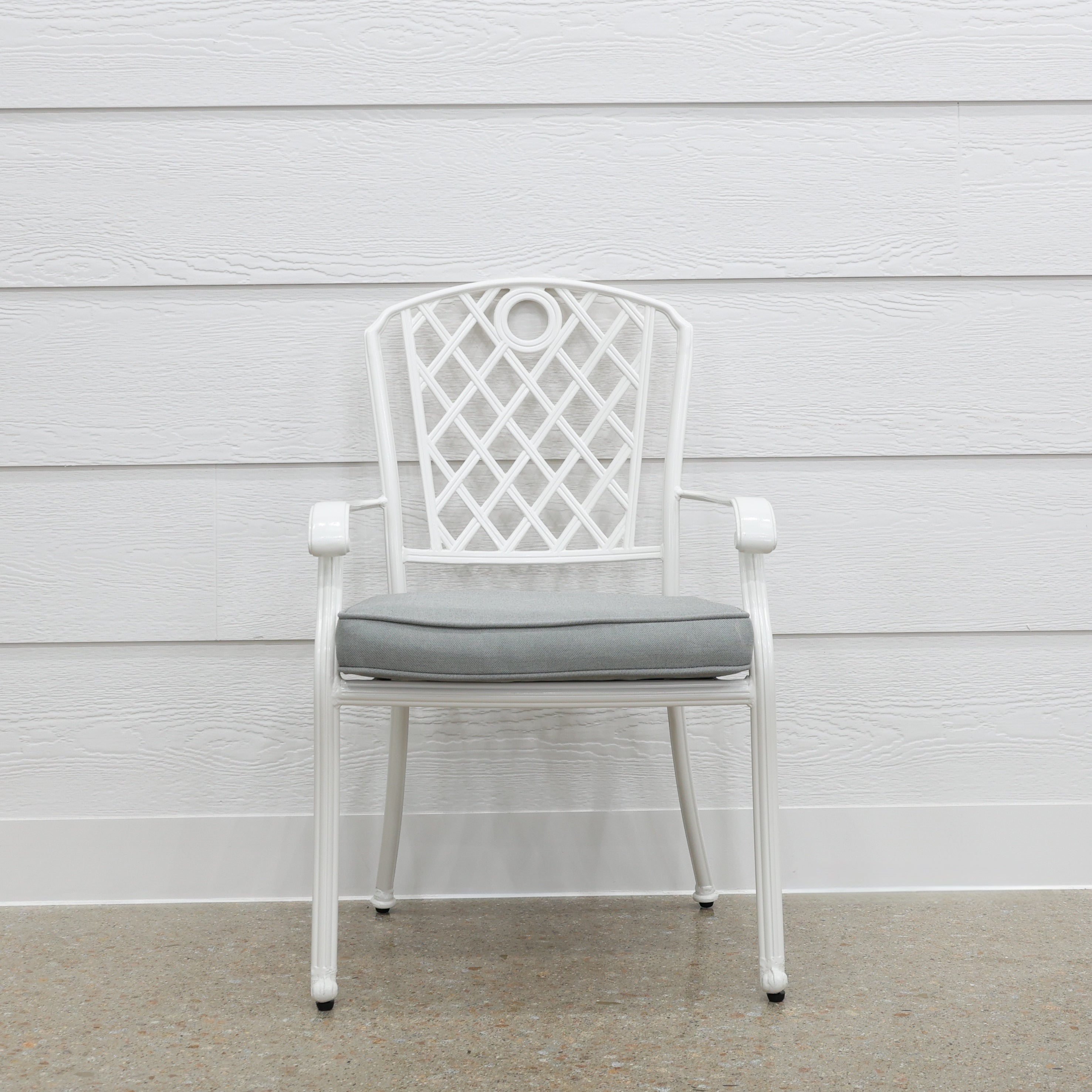 New Portarlington Chair With Cushion - White Frame / Light Grey Cushion