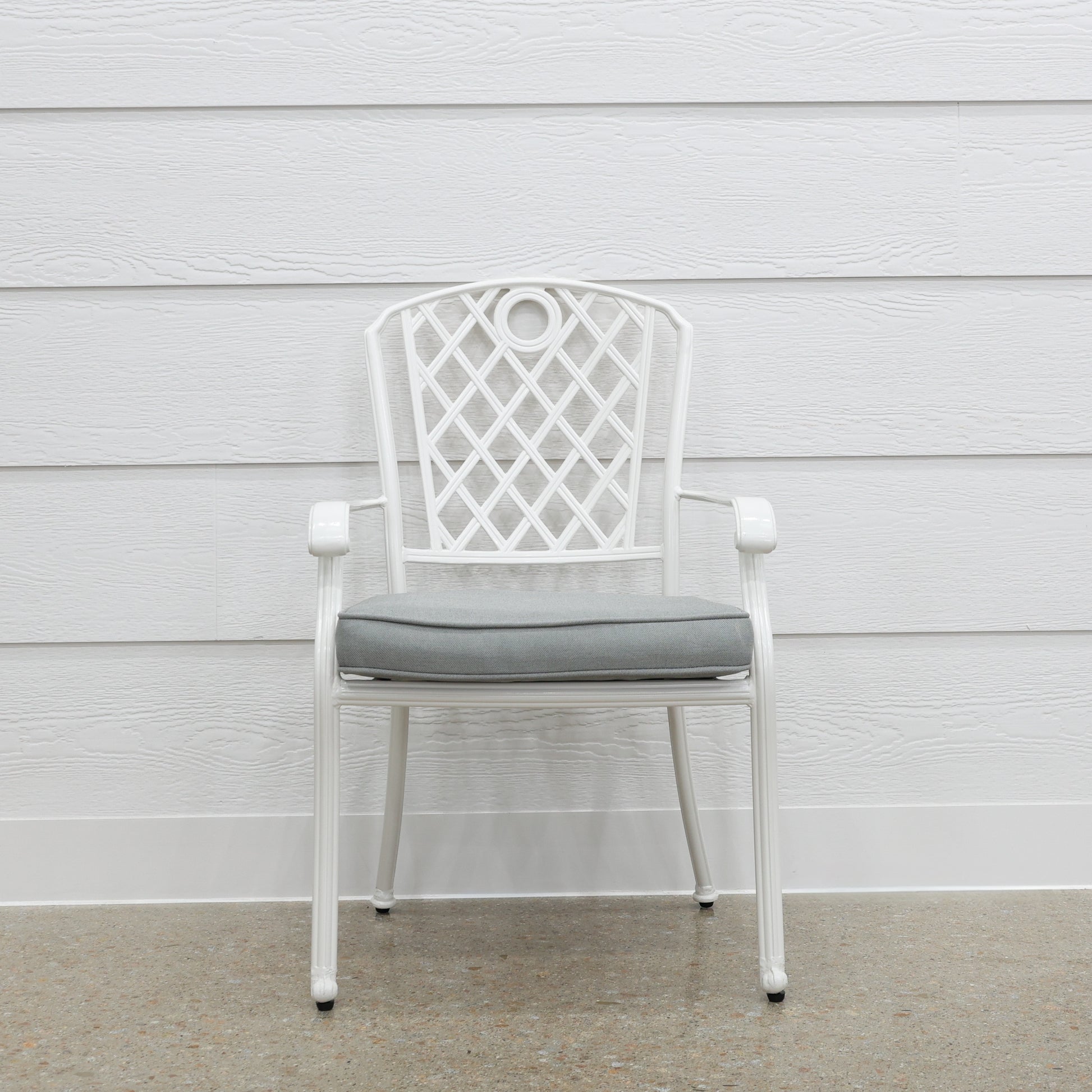 New Portarlington Chair With Cushion - White Frame / Light Grey Cushion