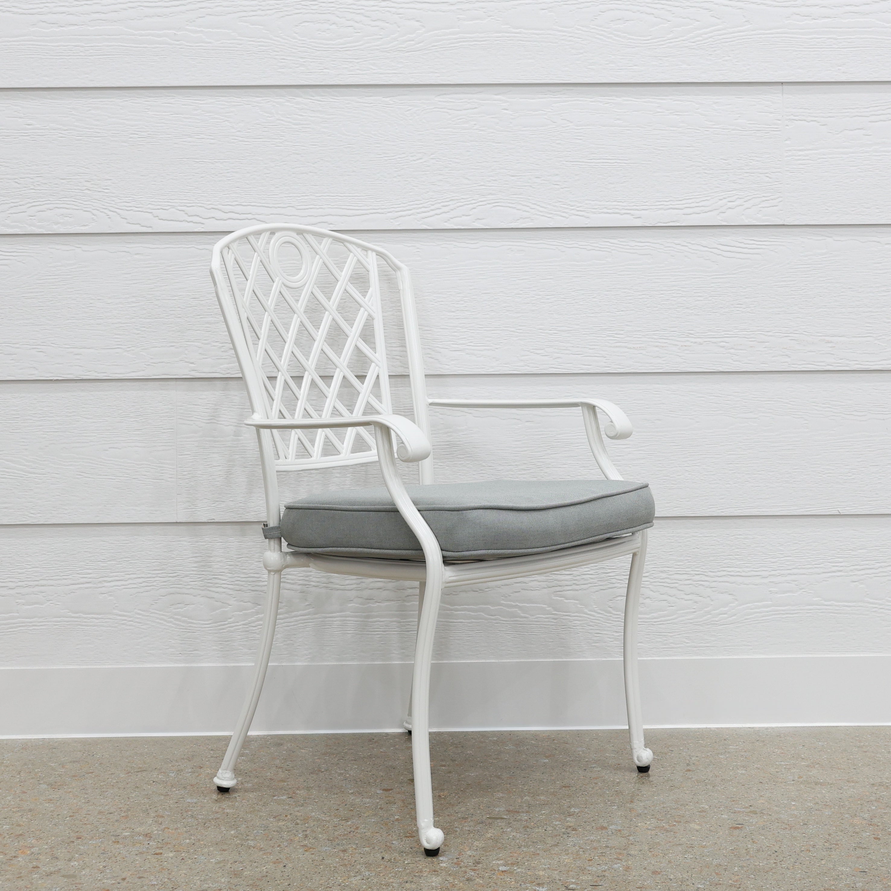 New Portarlington Chair With Cushion - White Frame / Light Grey Cushion