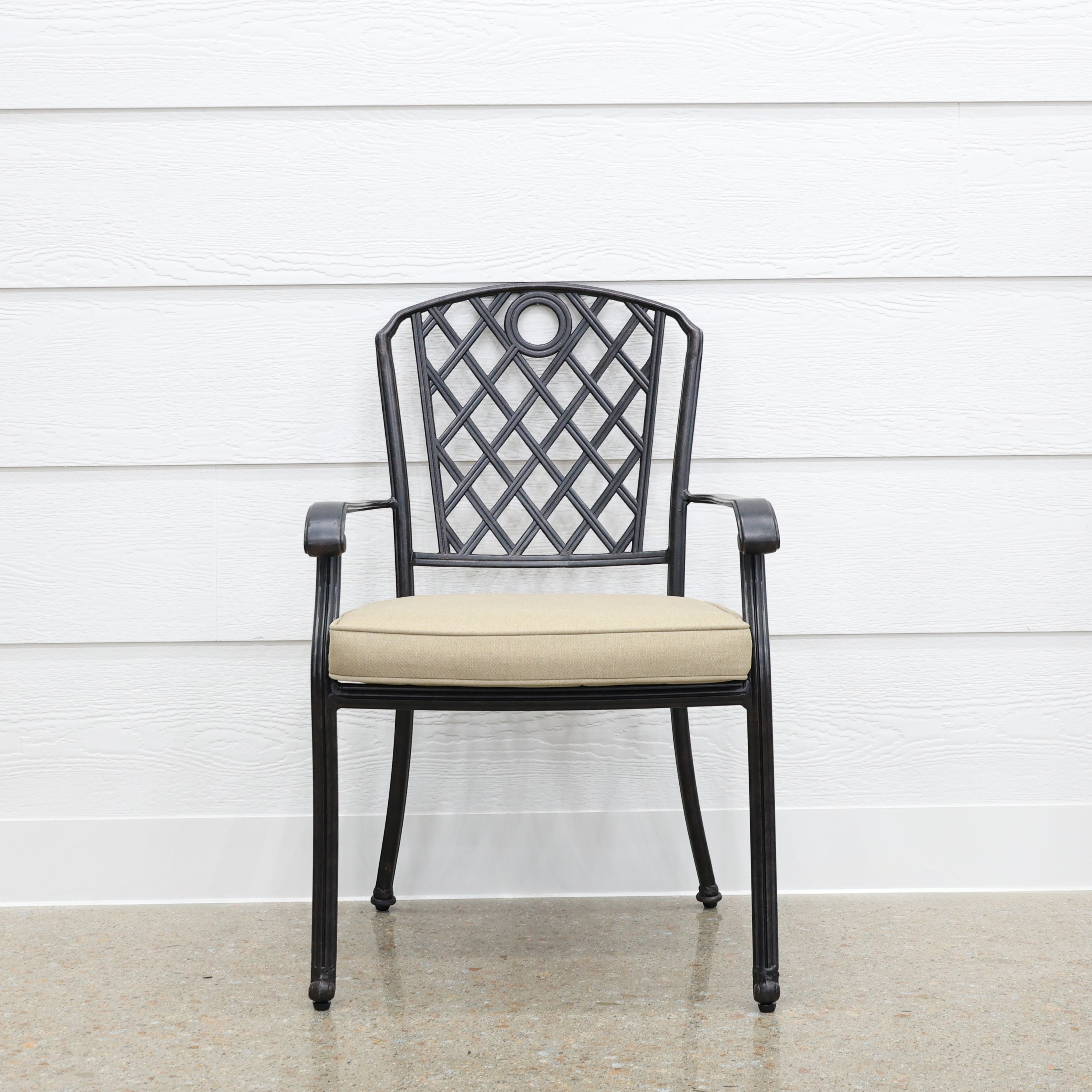 New Portarlington Chair With Cushion - Bronze Frame / Beige Cushions