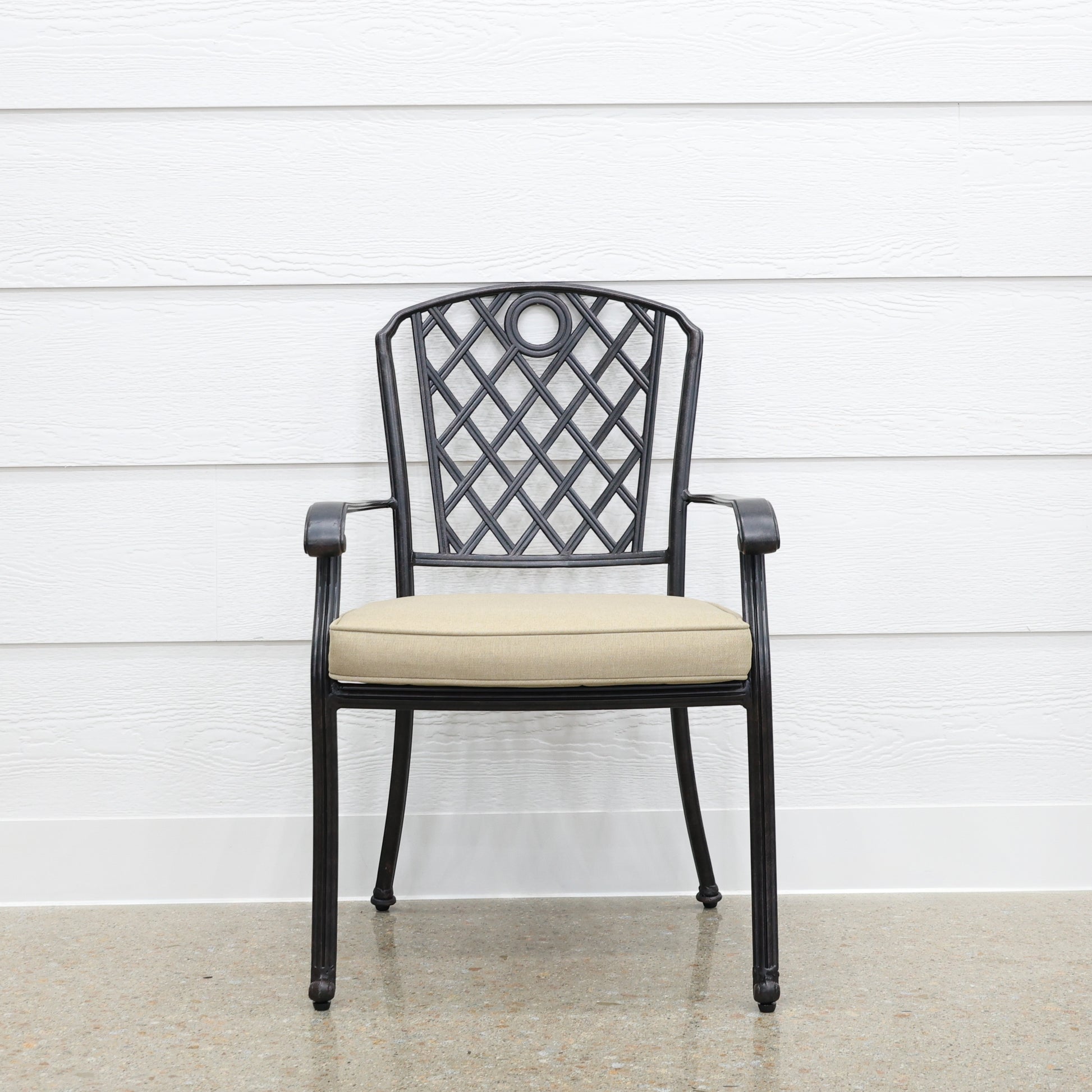 New Portarlington Chair With Cushion - Bronze Frame / Beige Cushions