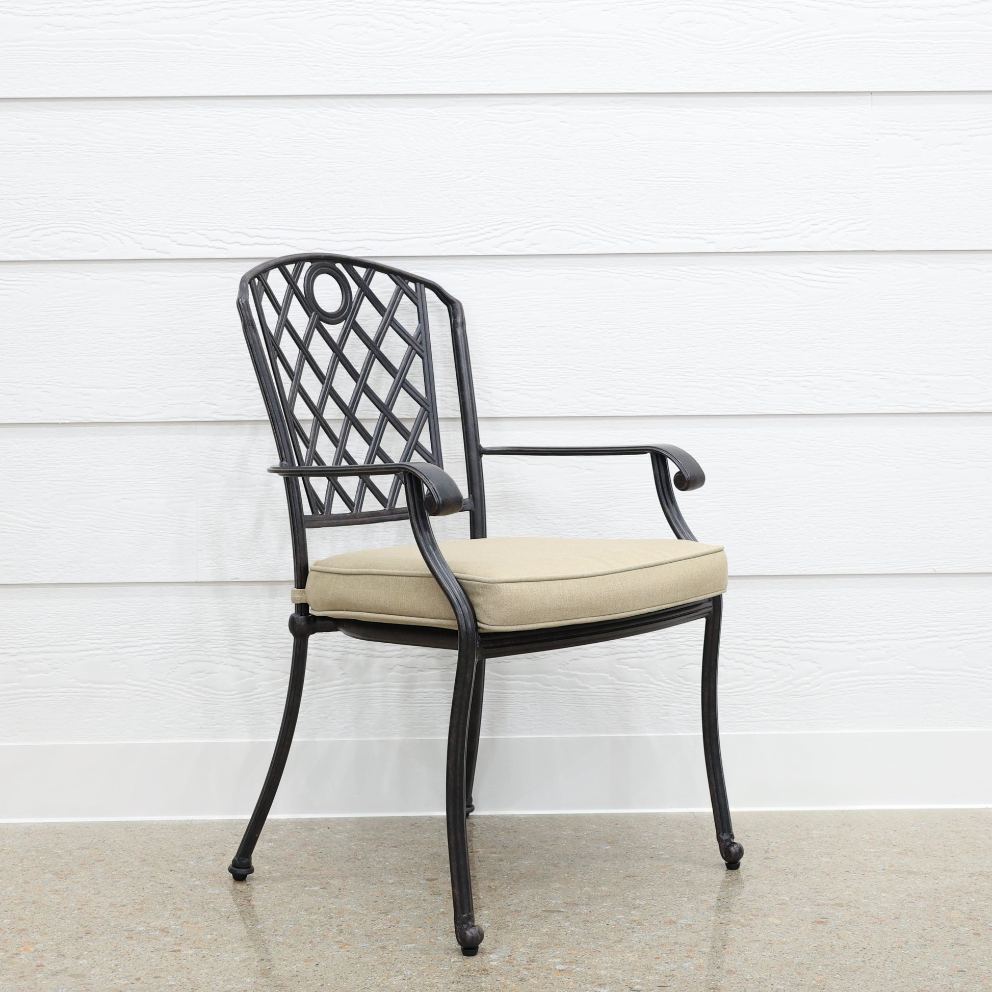 New Portarlington Chair With Cushion - Bronze Frame / Beige Cushions