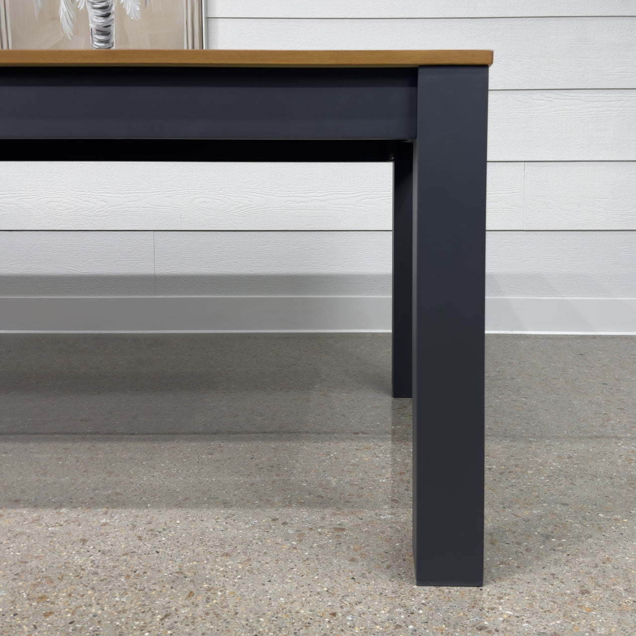Mildura Rectangle Dining Table - Charcoal w/ Brushed Teak Top