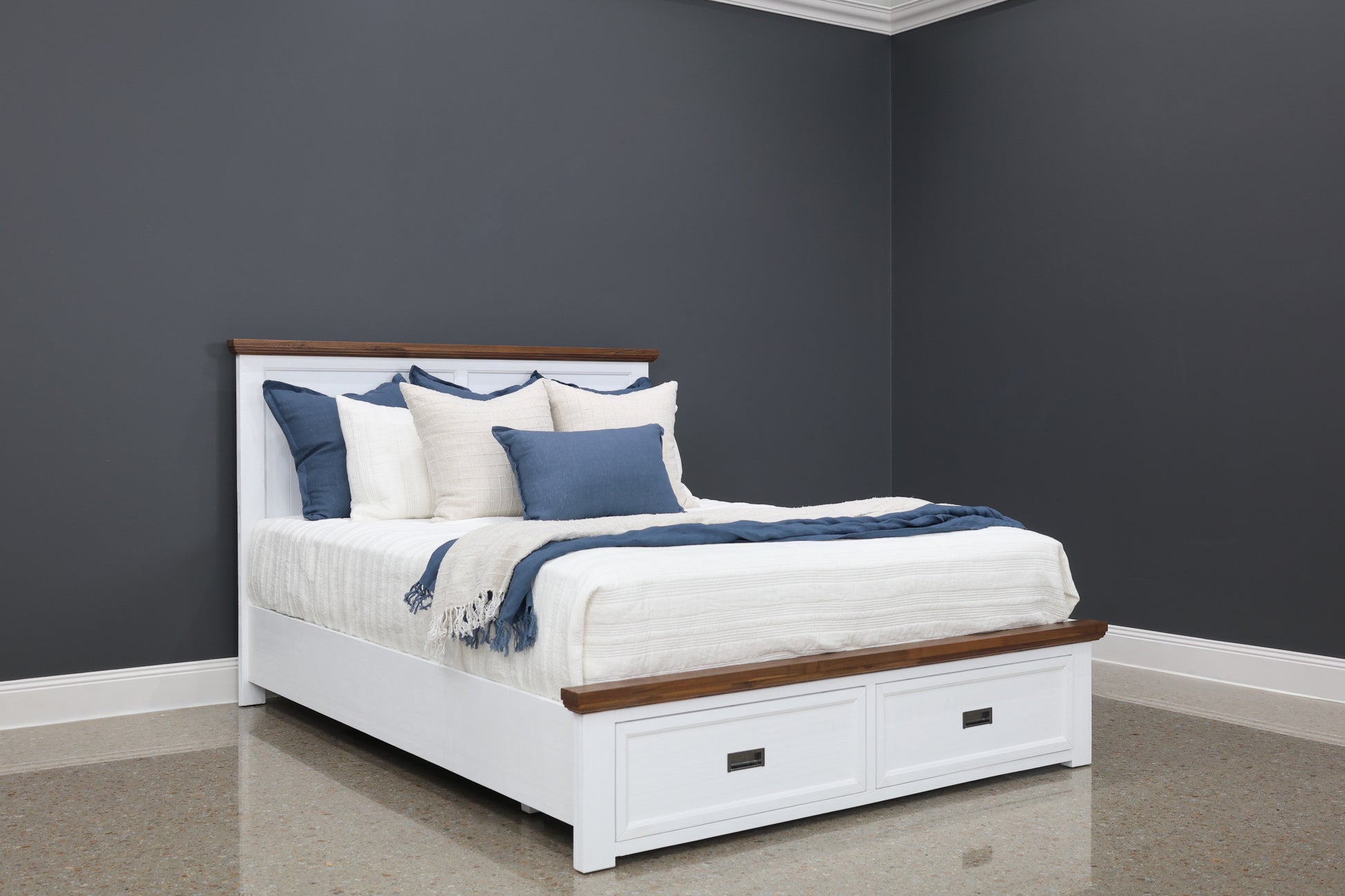 Provedore Two Tone Bed w/ 2 Storage Drawers