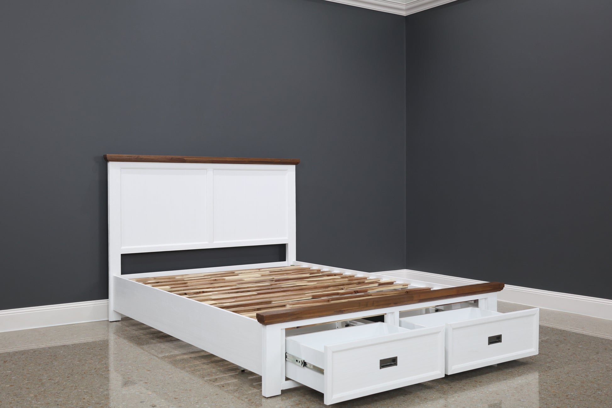 Provedore Two Tone Bed w/ 2 Storage Drawers