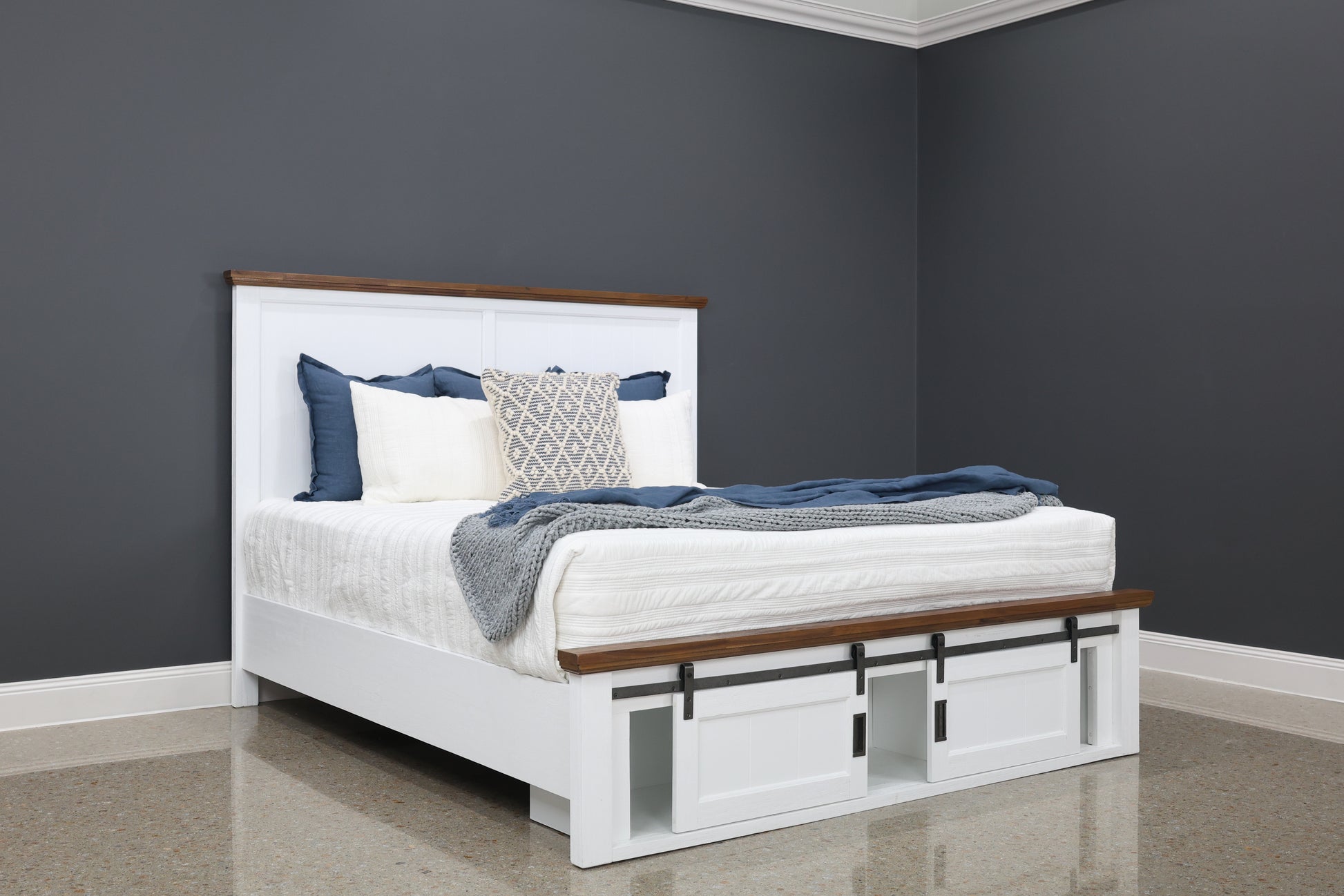 Provedore Two Tone Bed w/ 2 Sliding Barn Doors