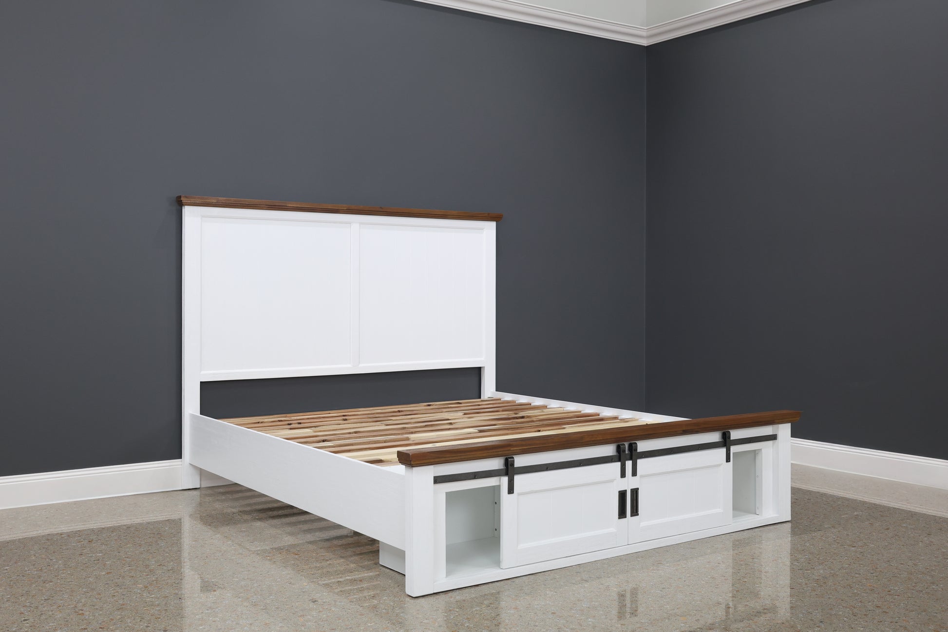 Provedore Two Tone Bed w/ 2 Sliding Barn Doors