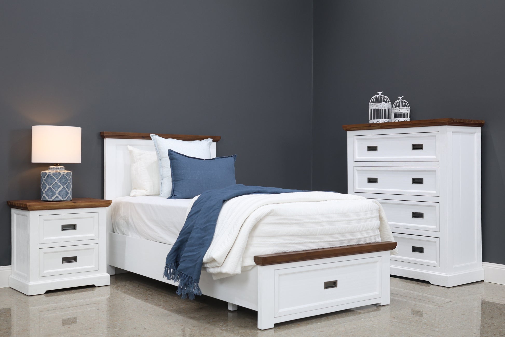 Provedore Two Tone Bed Storage Drawers - Single