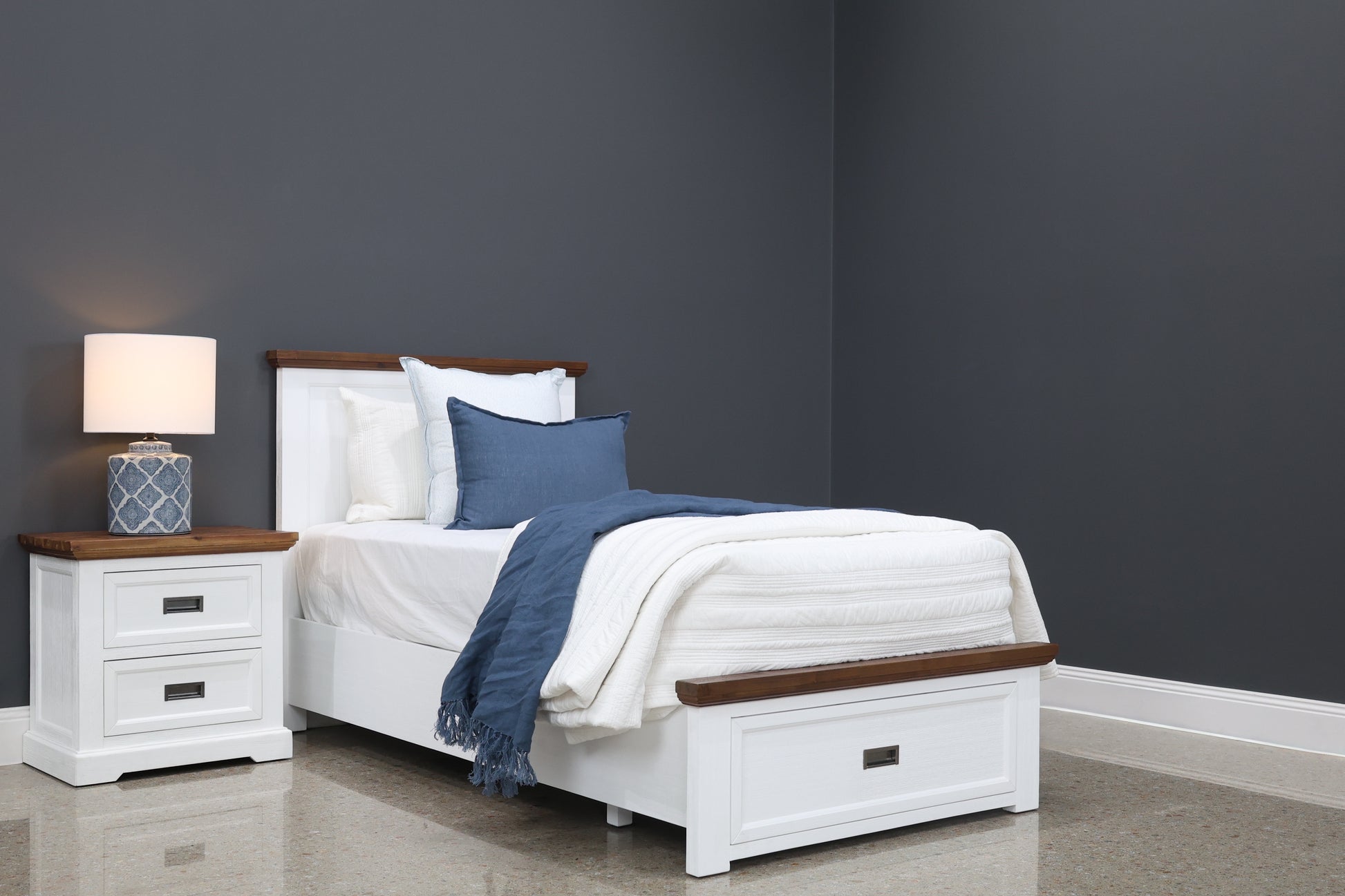Provedore Two Tone Bed Storage Drawers - King Single