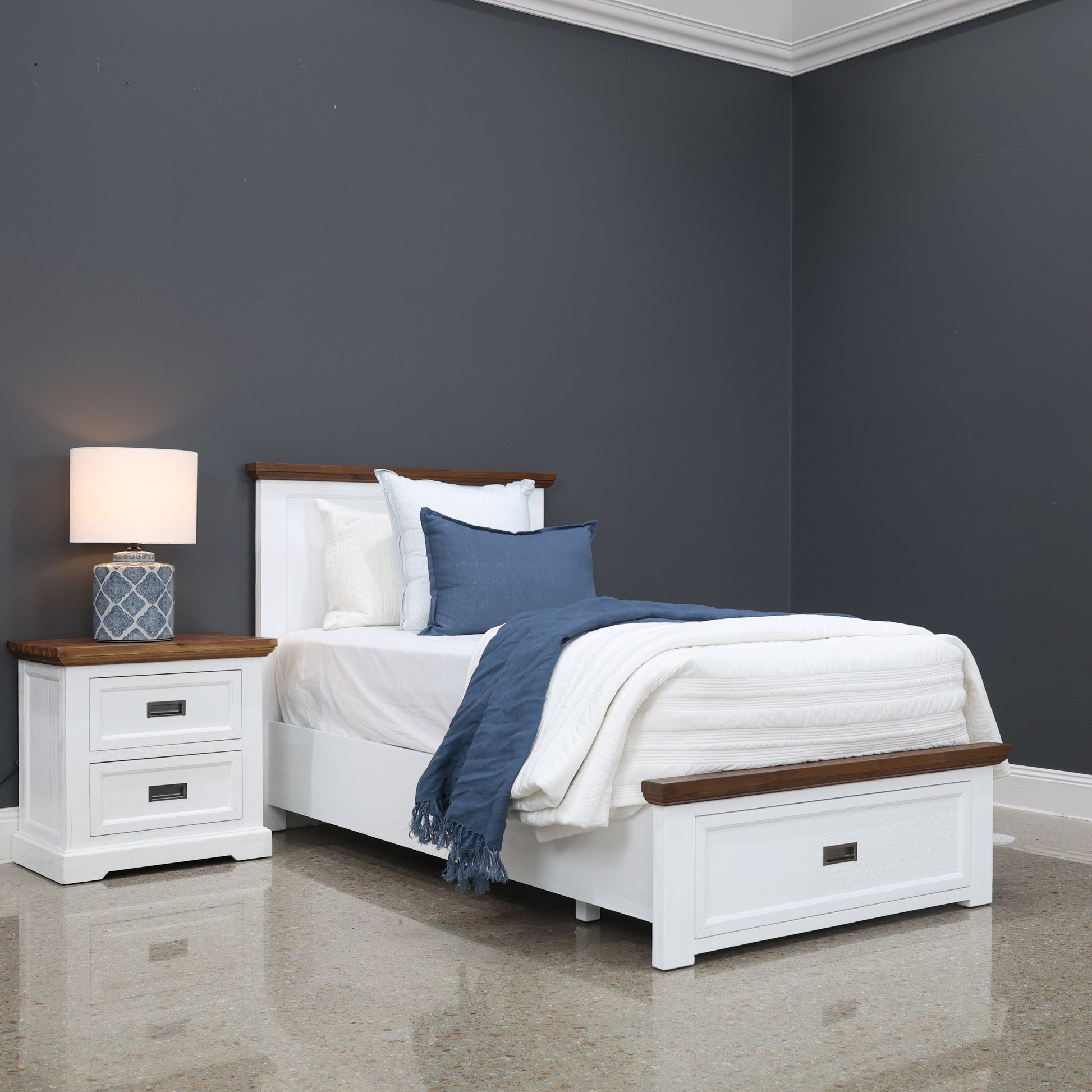 Provedore Two Tone Bed w/ Storage - King Single