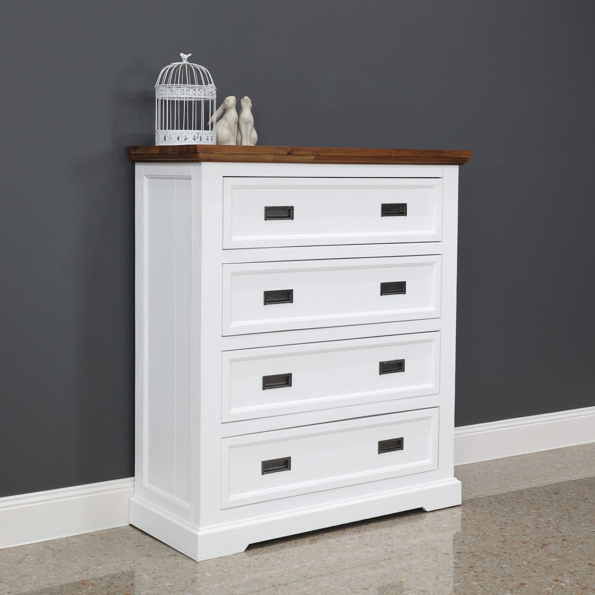 Provedore Two Tone Tallboy w/ 4 Drawers