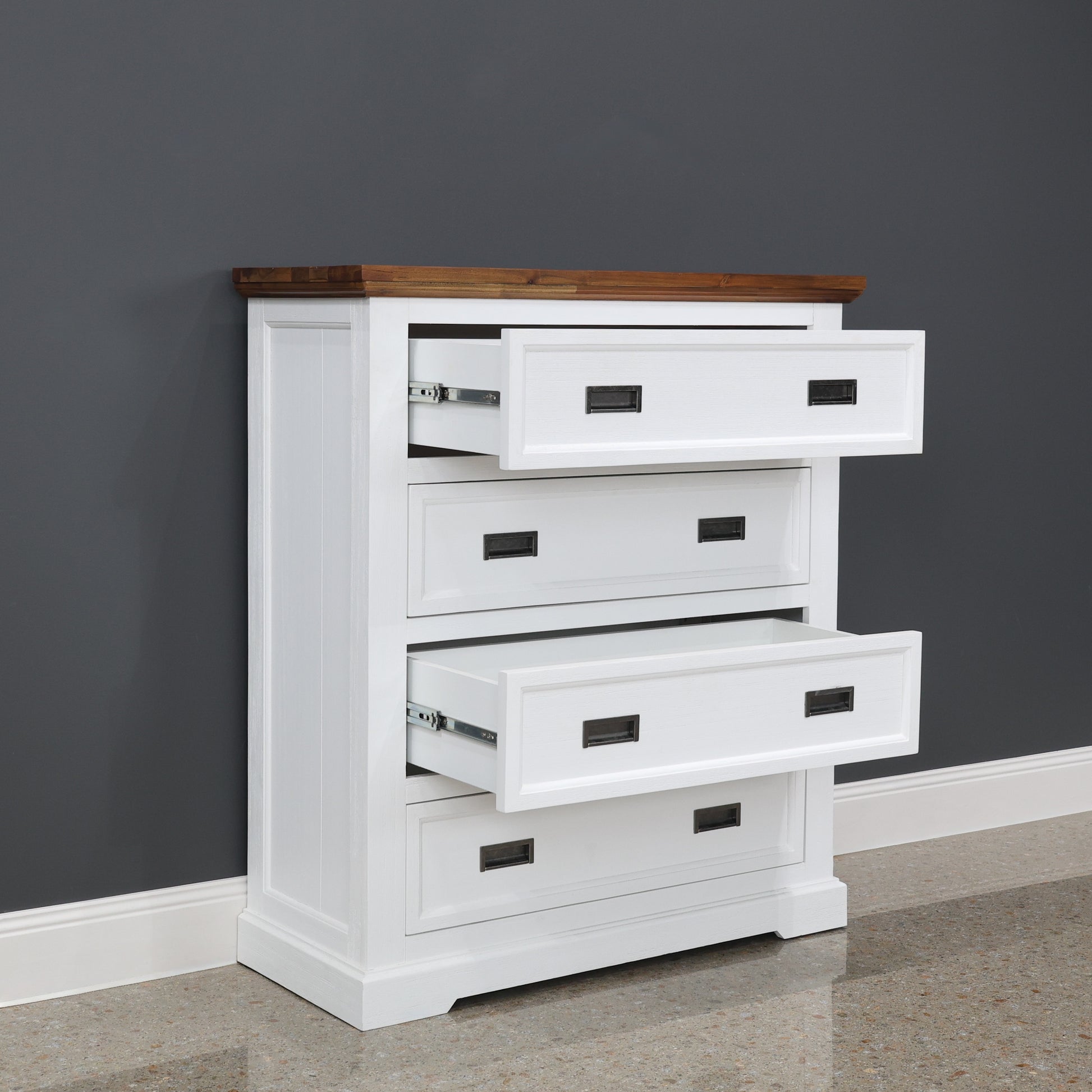 Provedore Two Tone Tallboy w/ 4 Drawers