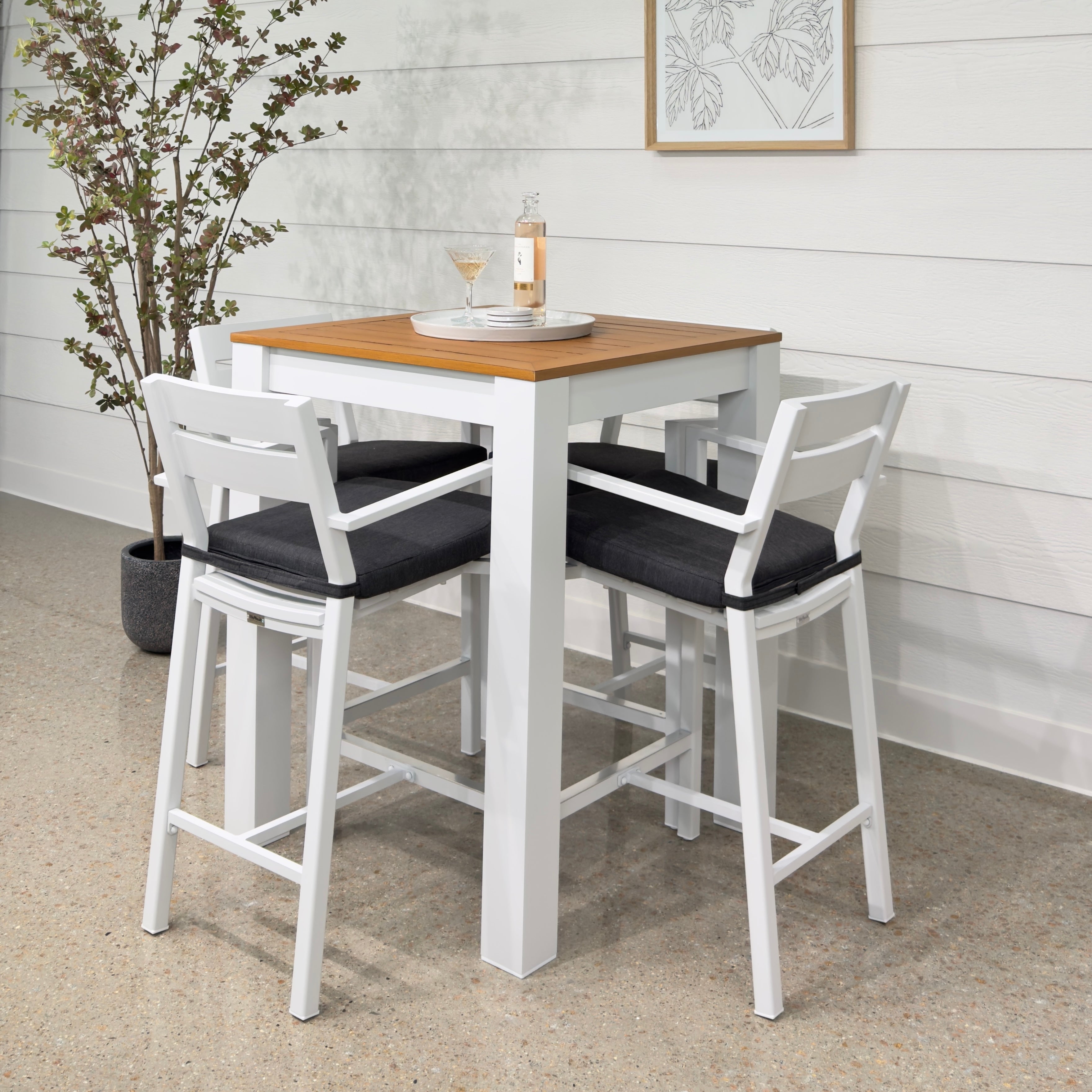 Mildura Barstool with Armrest - White