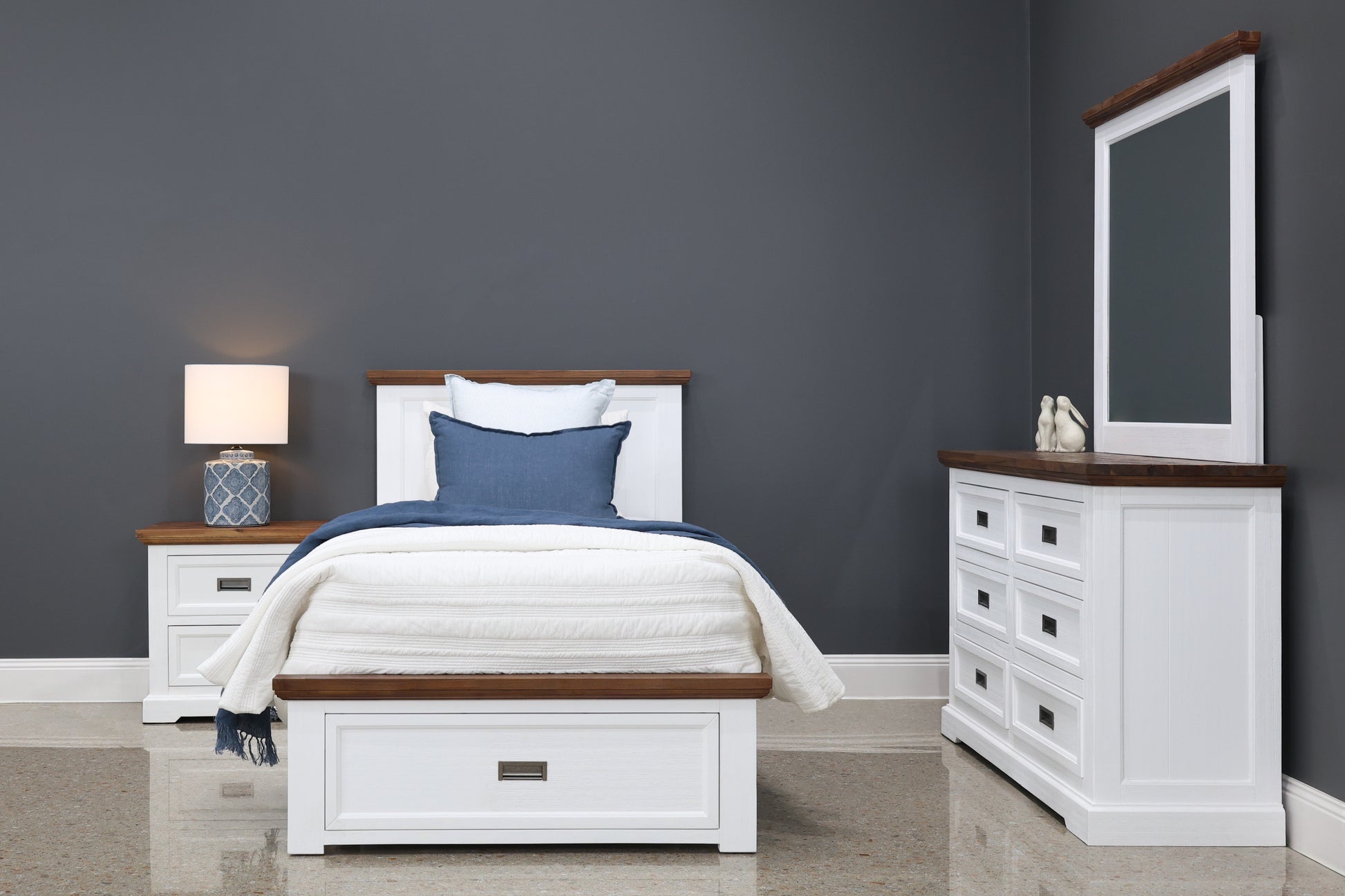 Provedore Two Tone Bed Storage Drawers - Single