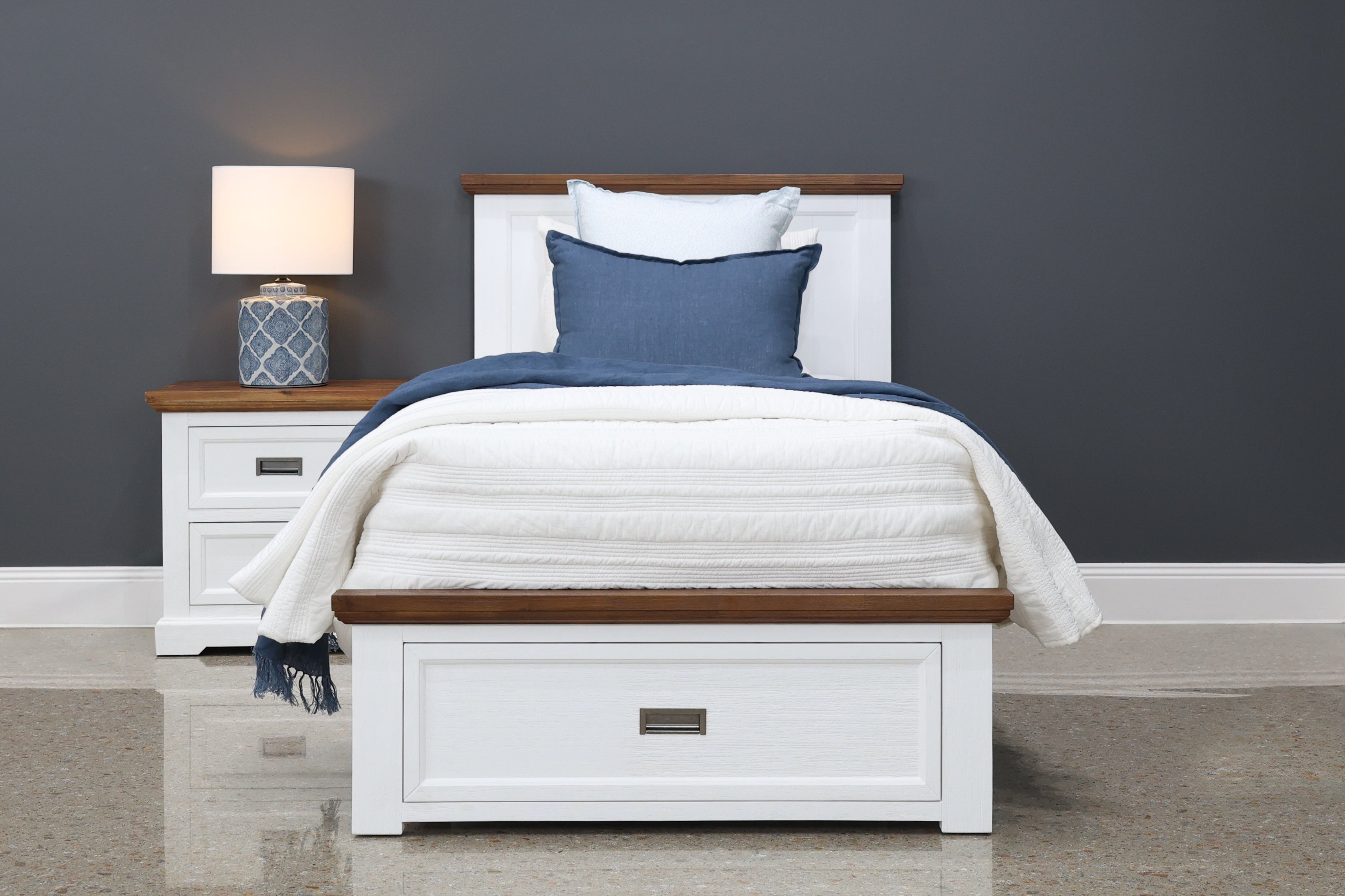Provedore Two Tone Bed Storage Drawers - King Single