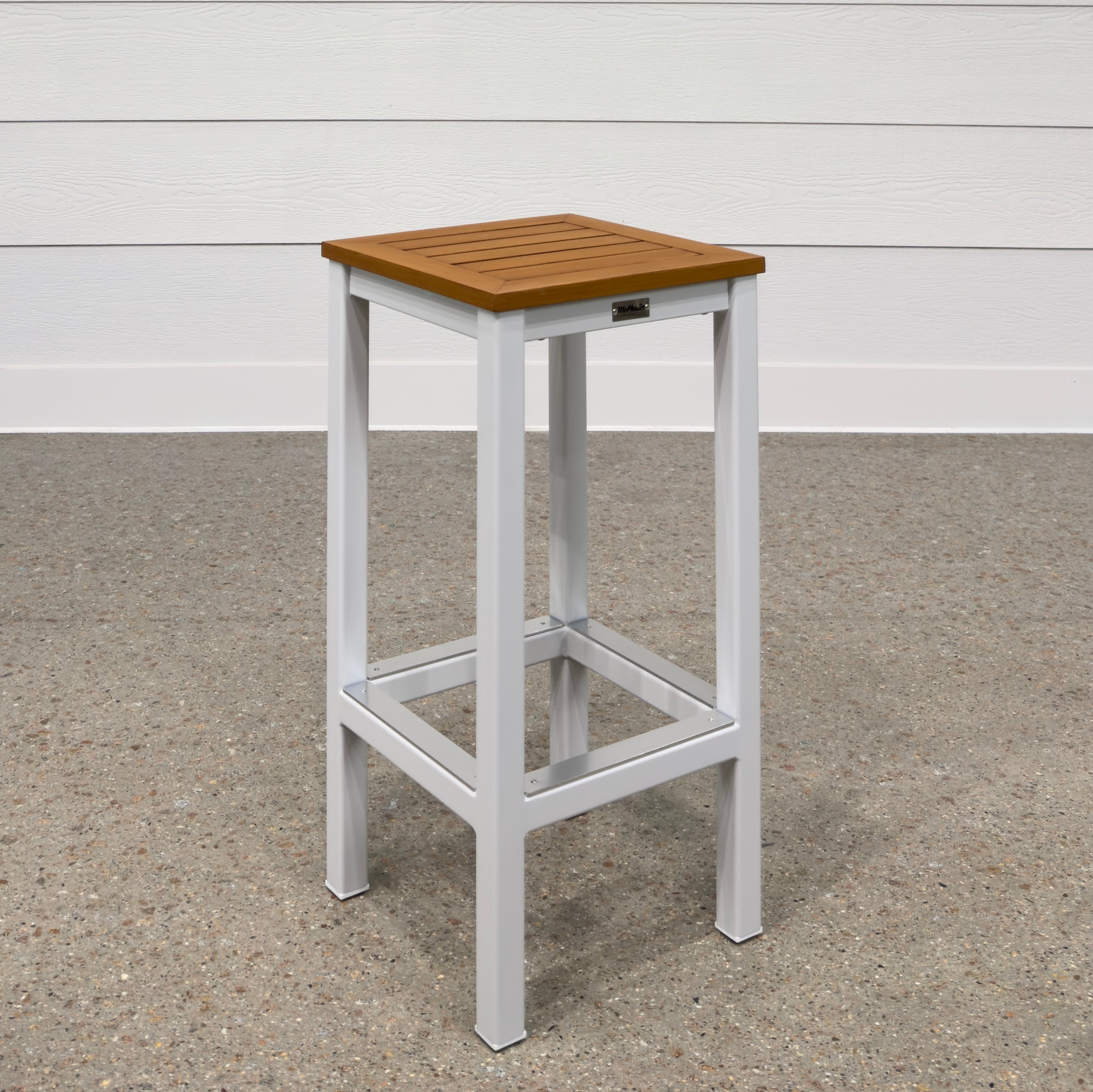 Mildura Barstool - White w/ Brushed Teak Slat
