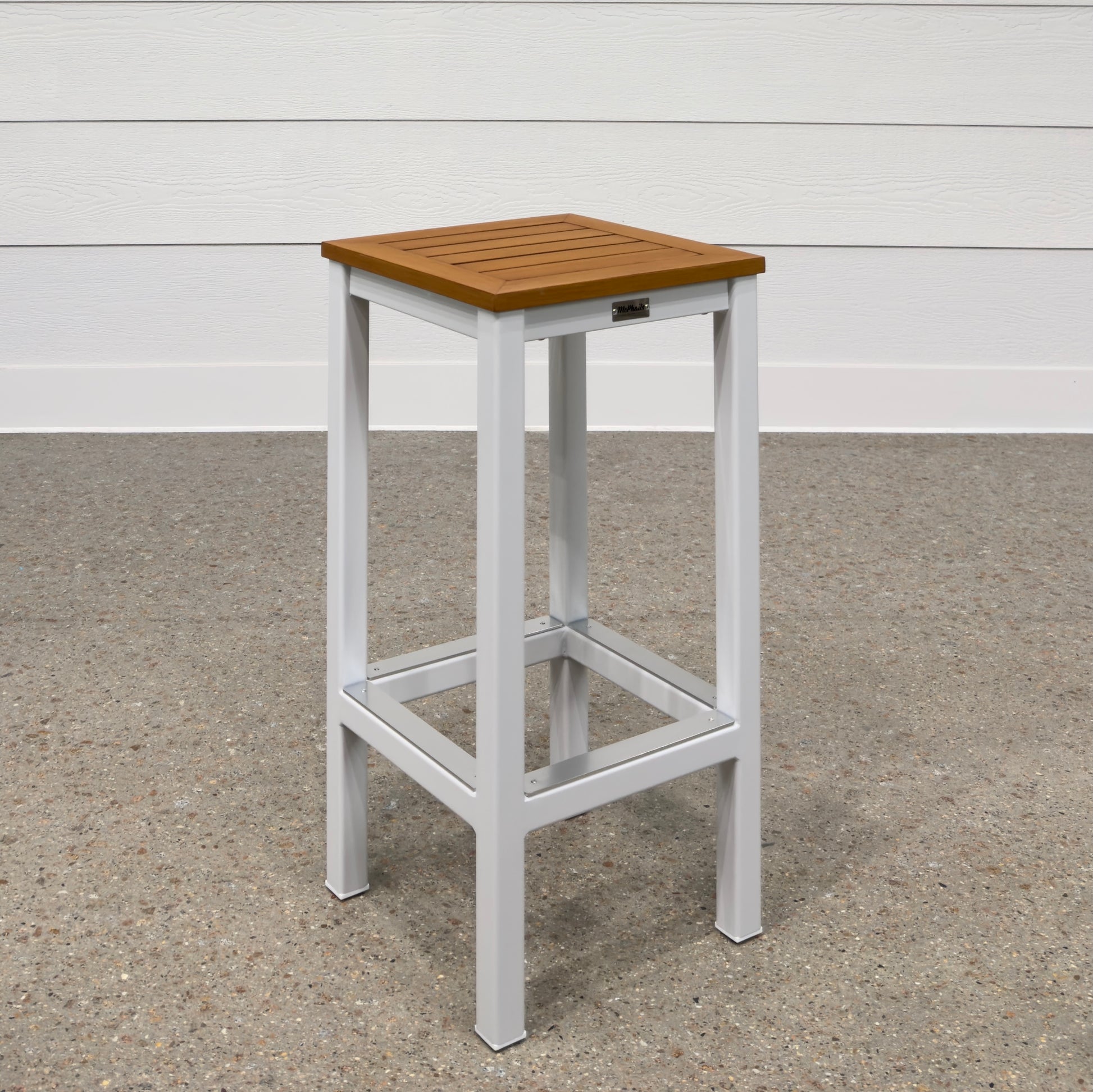 Mildura Barstool - White w/ Brushed Teak Slat