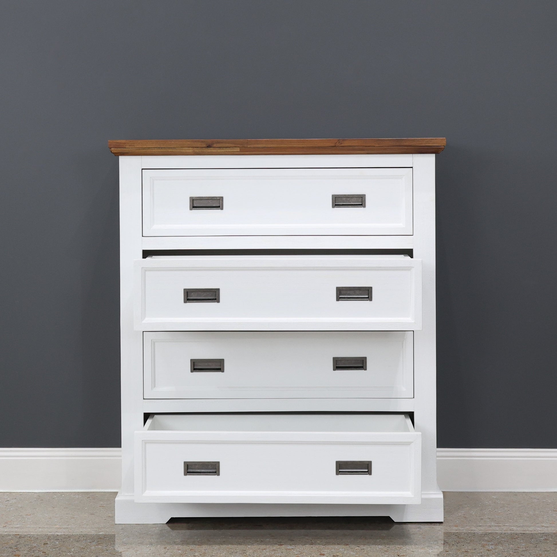 Provedore Two Tone Tallboy w/ 4 Drawers