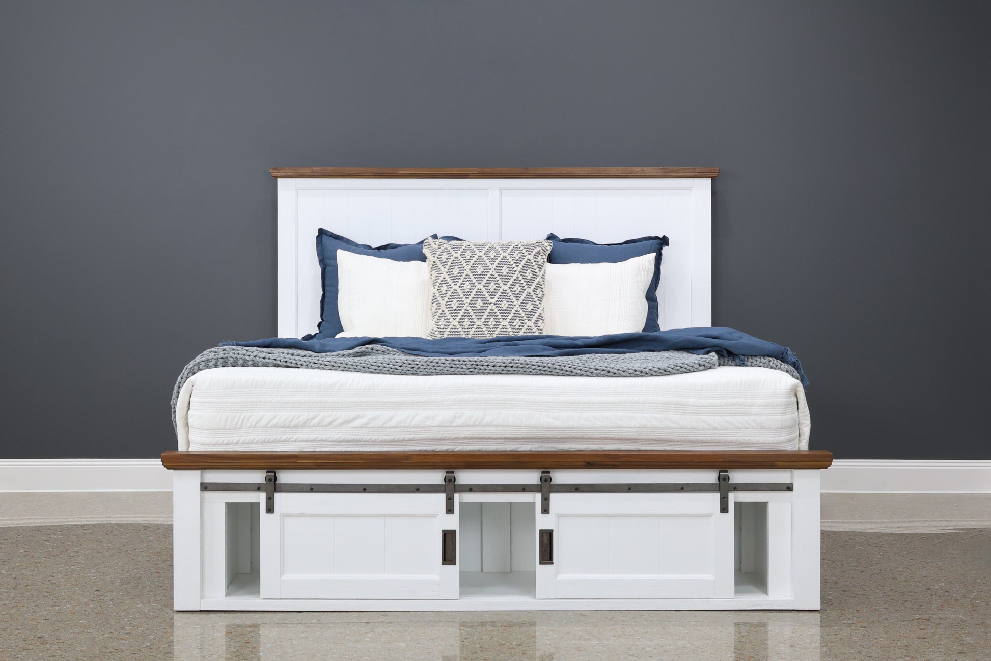 Provedore Two Tone Bed w/ 2 Sliding Barn Doors