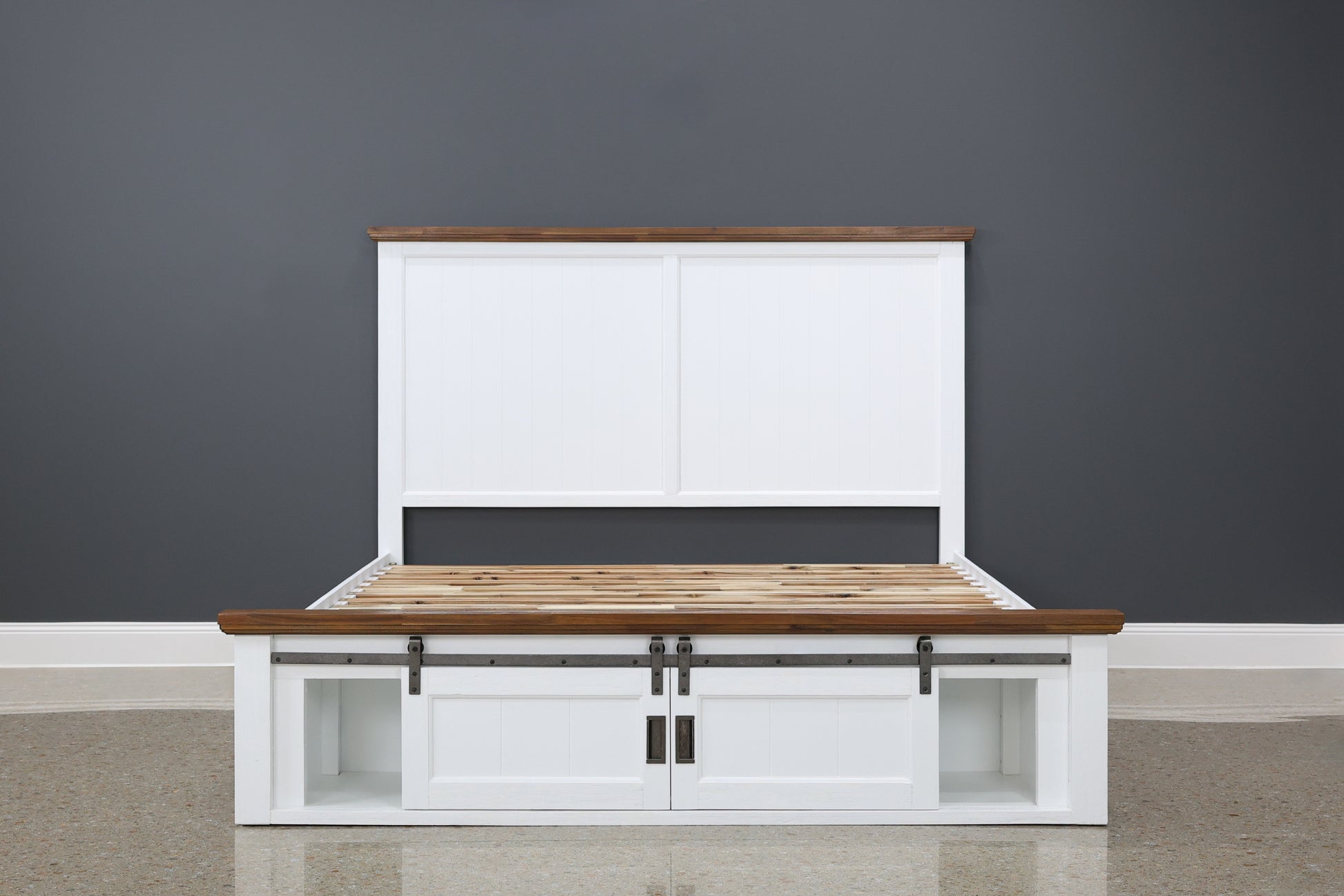 Provedore Two Tone Bed w/ 2 Sliding Barn Doors