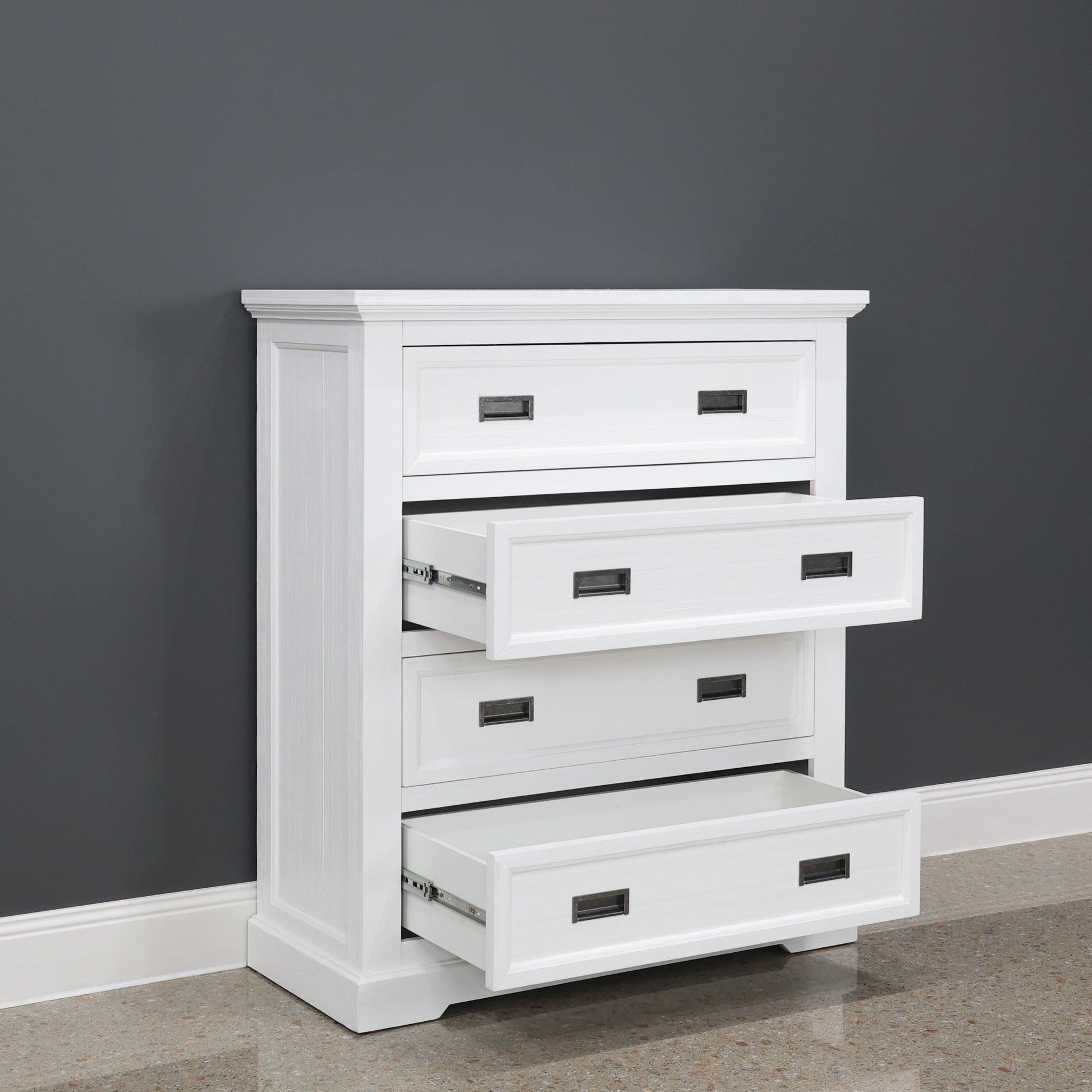 Provedore All White Tallboy 4 Drawers