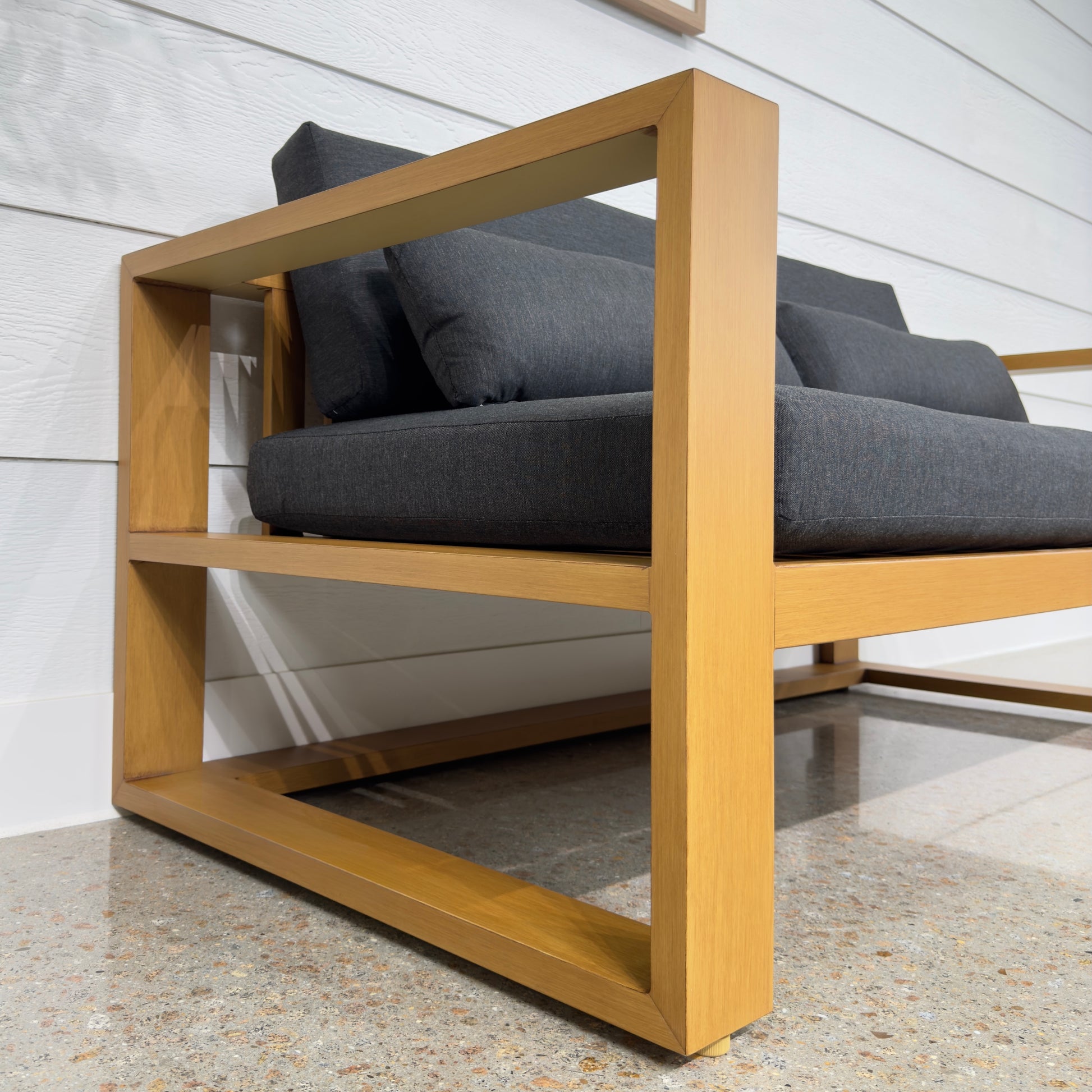 Mildura 2 Seater - Teak Look w/ Denim Grey Cushions