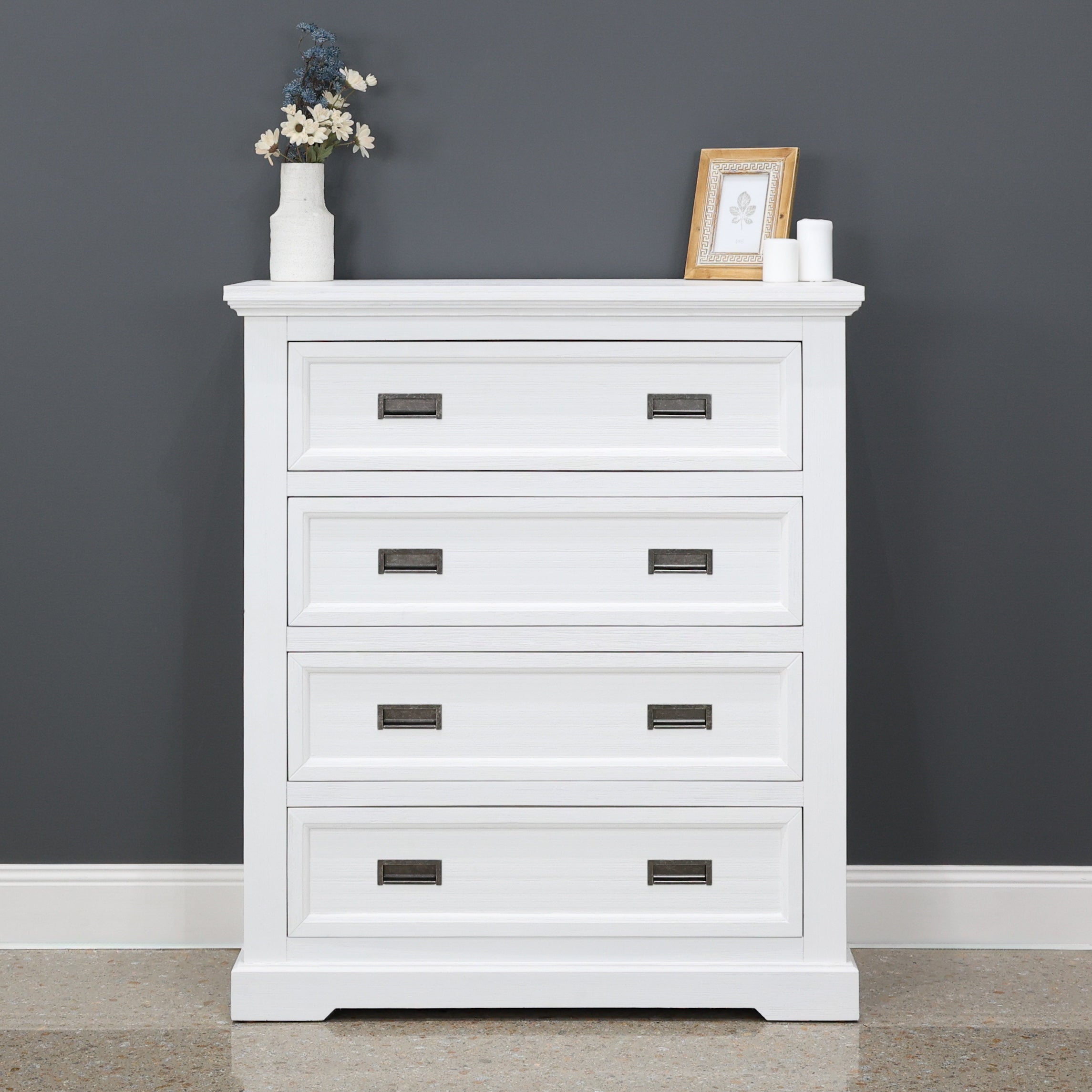 Provedore All White Tallboy 4 Drawers