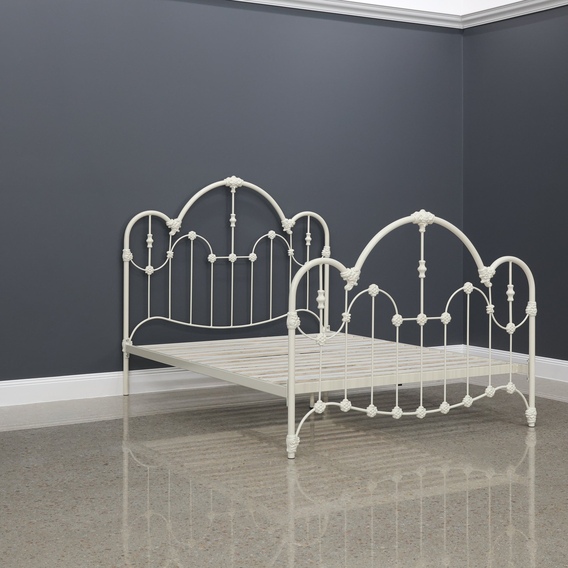 Normandy Wrought Iron Bed - Antique White
