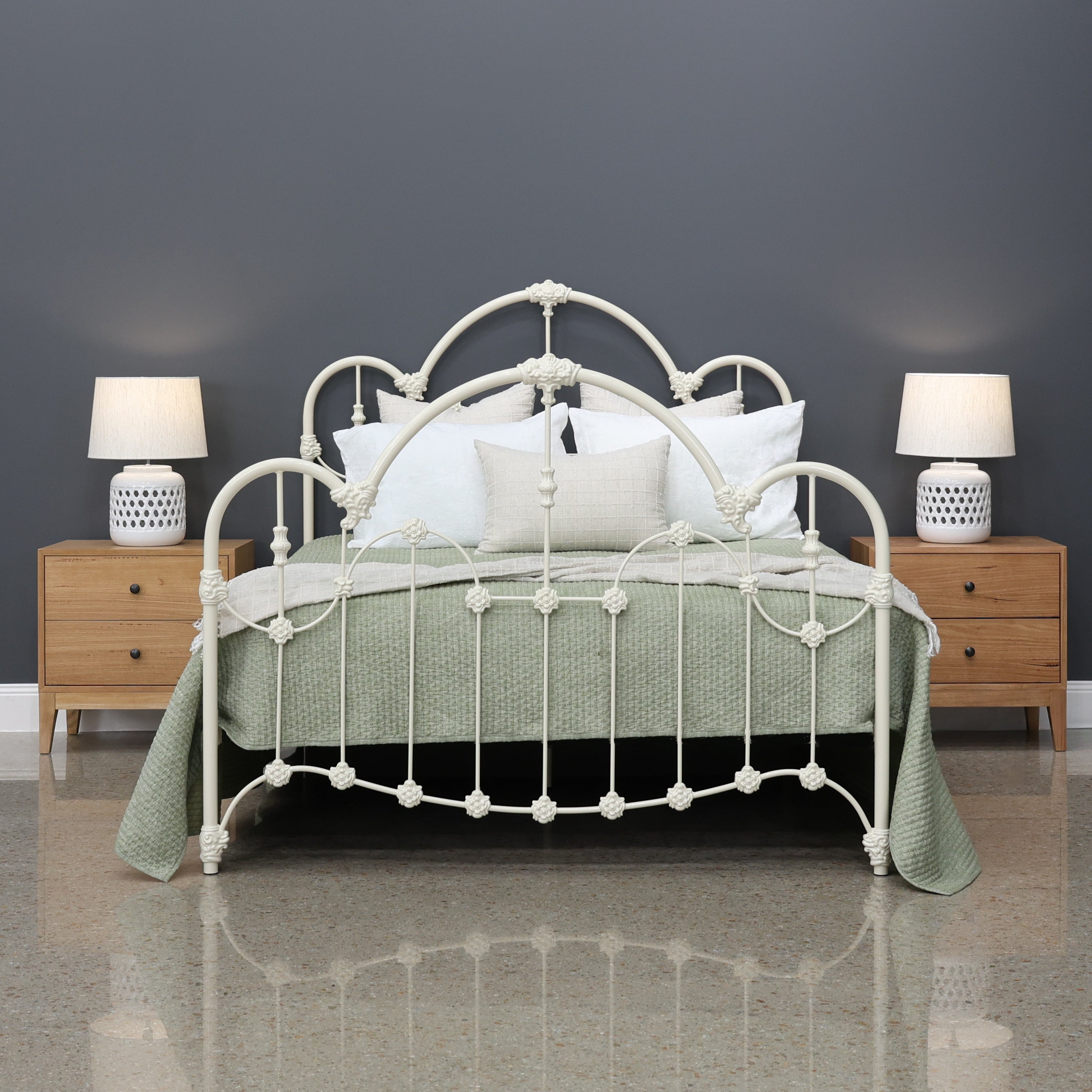 Normandy Wrought Iron Bed - Antique White