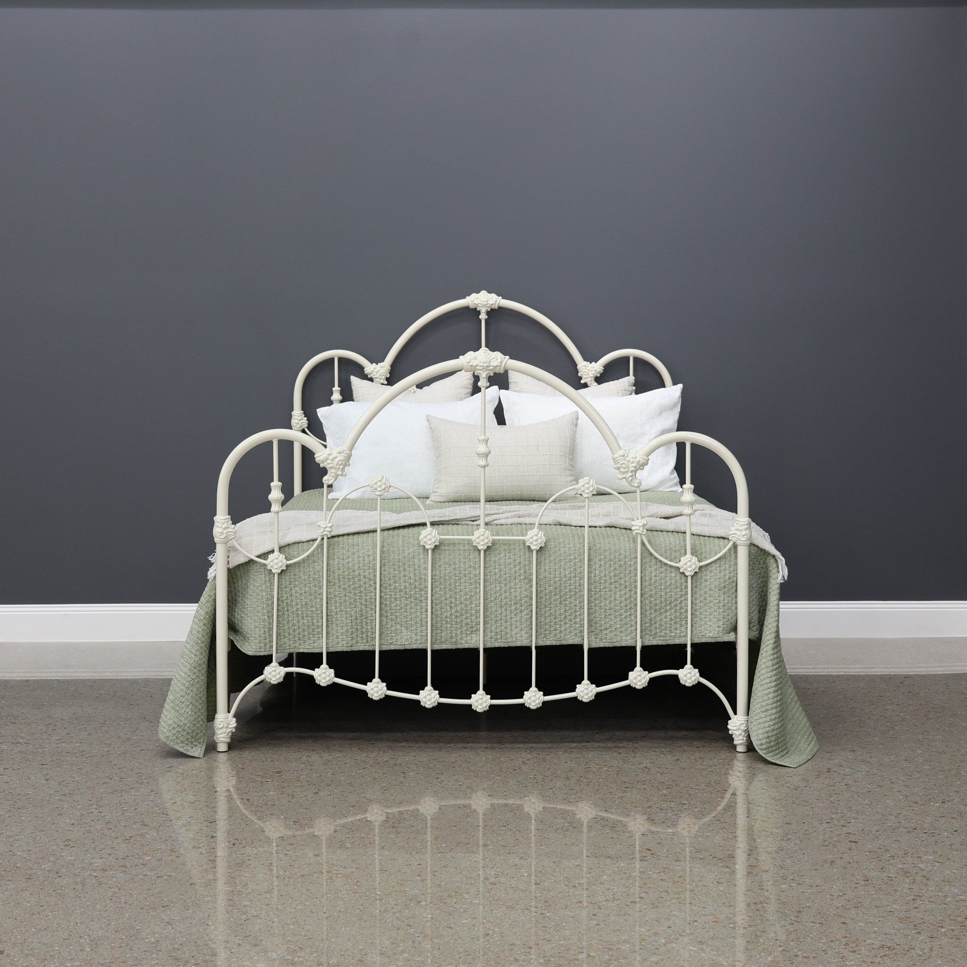 Normandy Wrought Iron Bed - Antique White