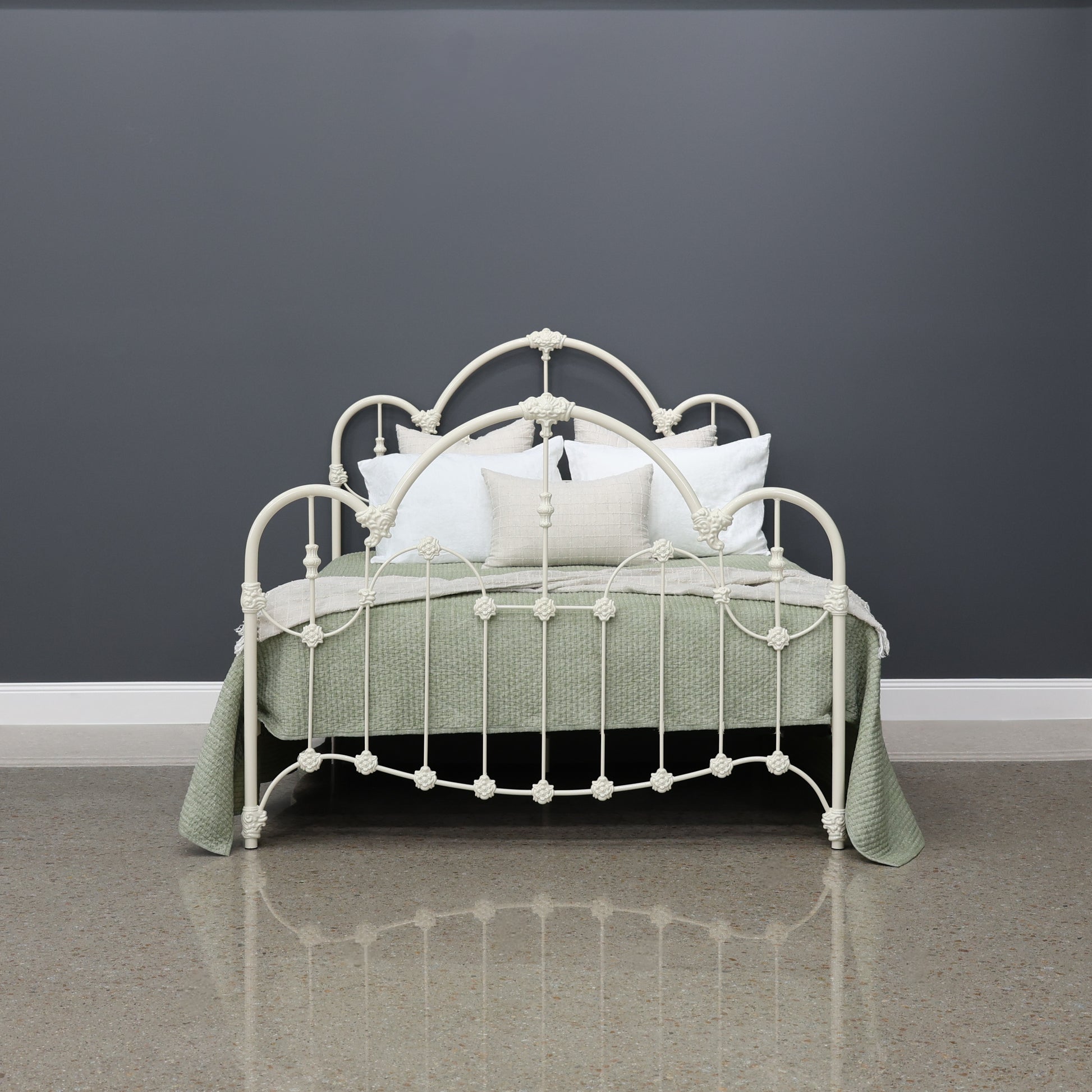 Normandy Wrought Iron Bed - Antique White