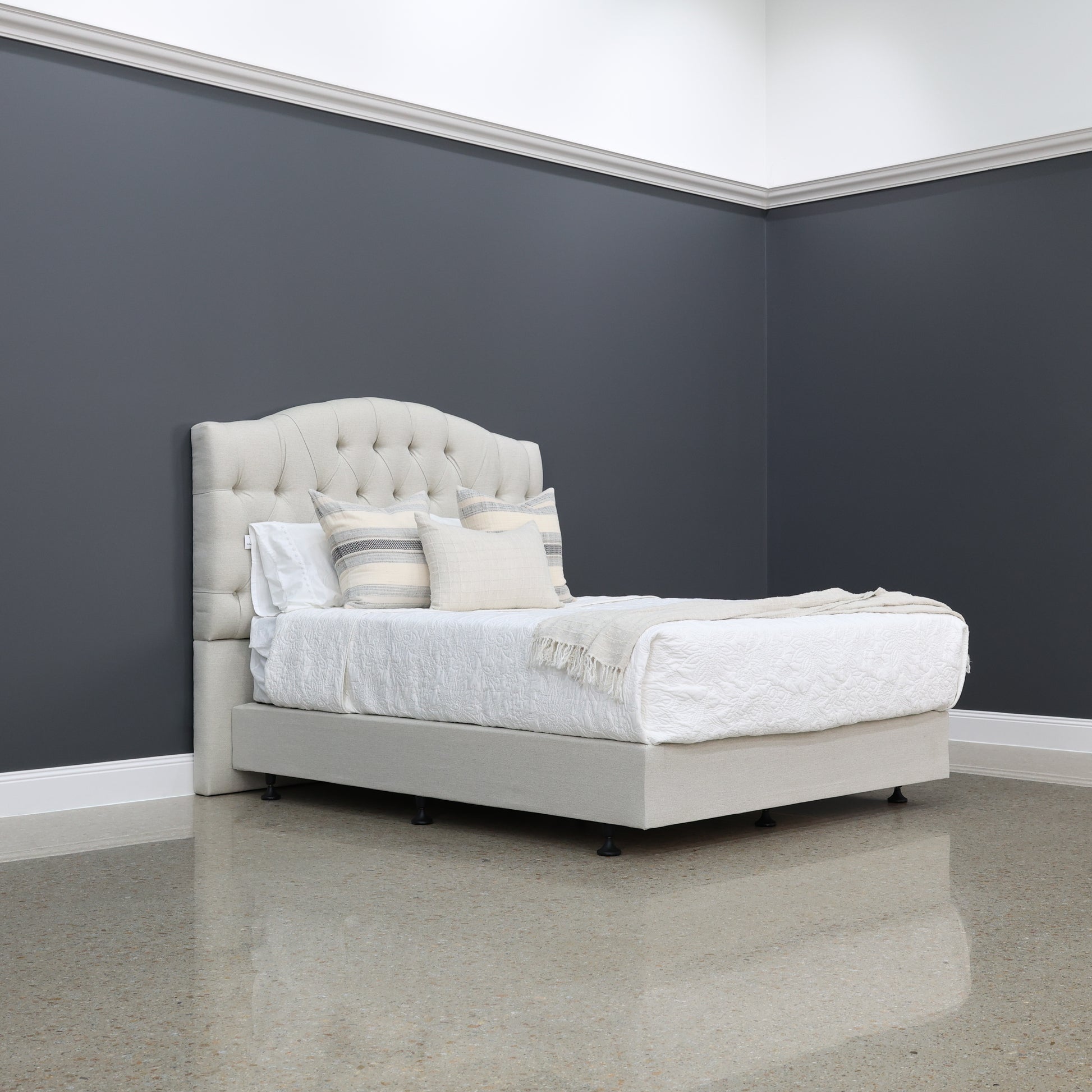 Brighton Upholstered Bedhead & Floating Base - Boston Oyster
