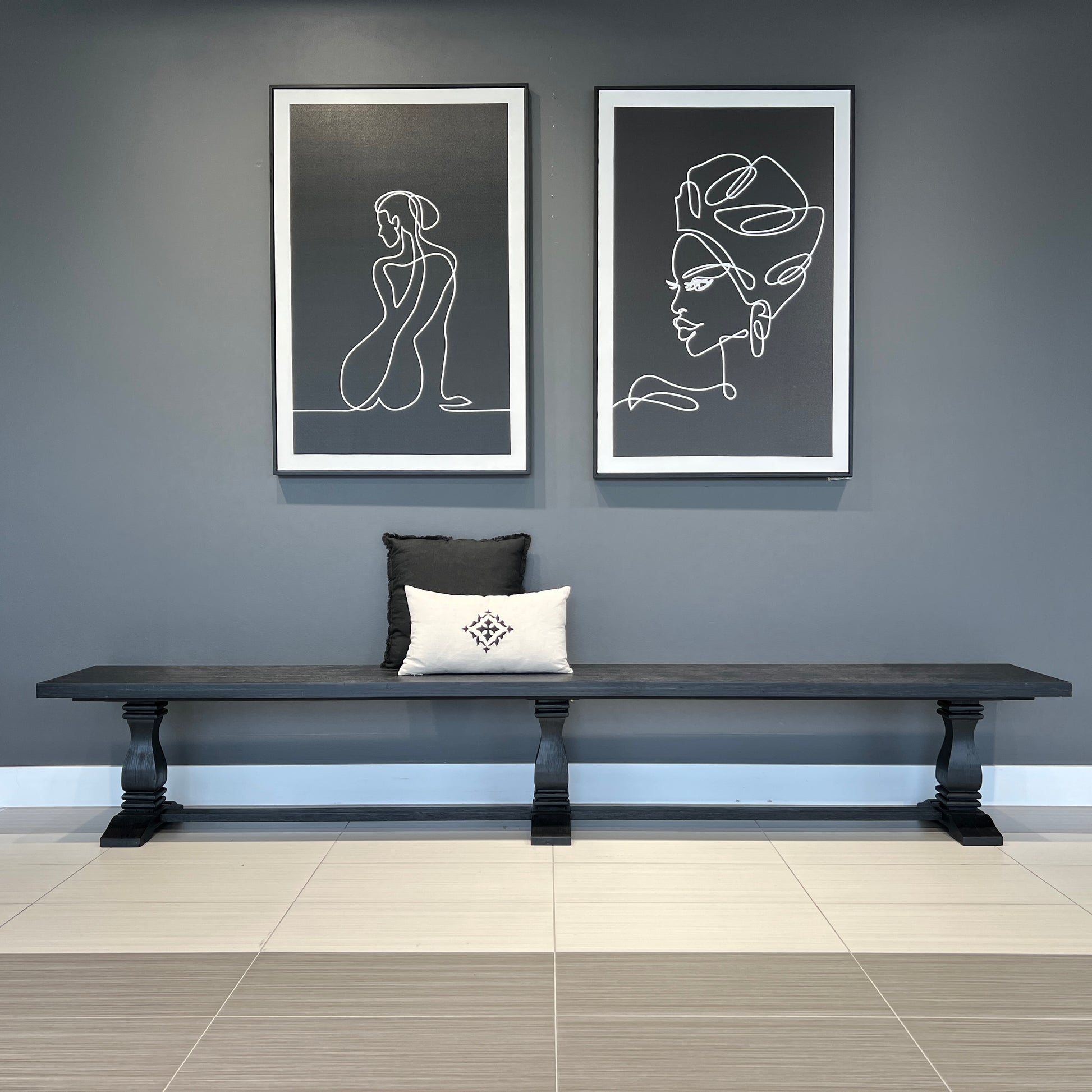 Provedore Black Bench Seat - 220cm