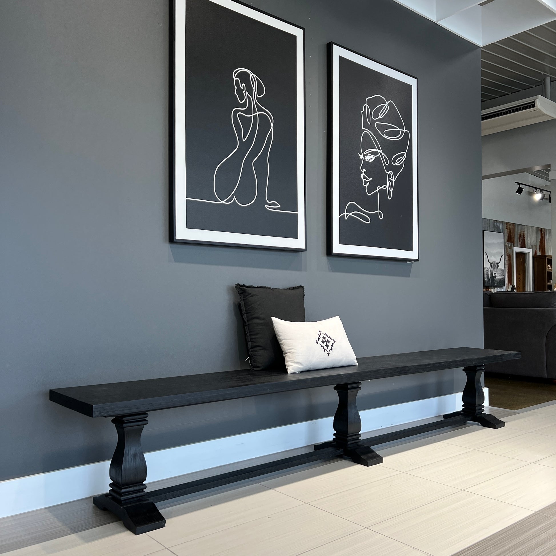 Provedore Black Bench Seat - 220cm