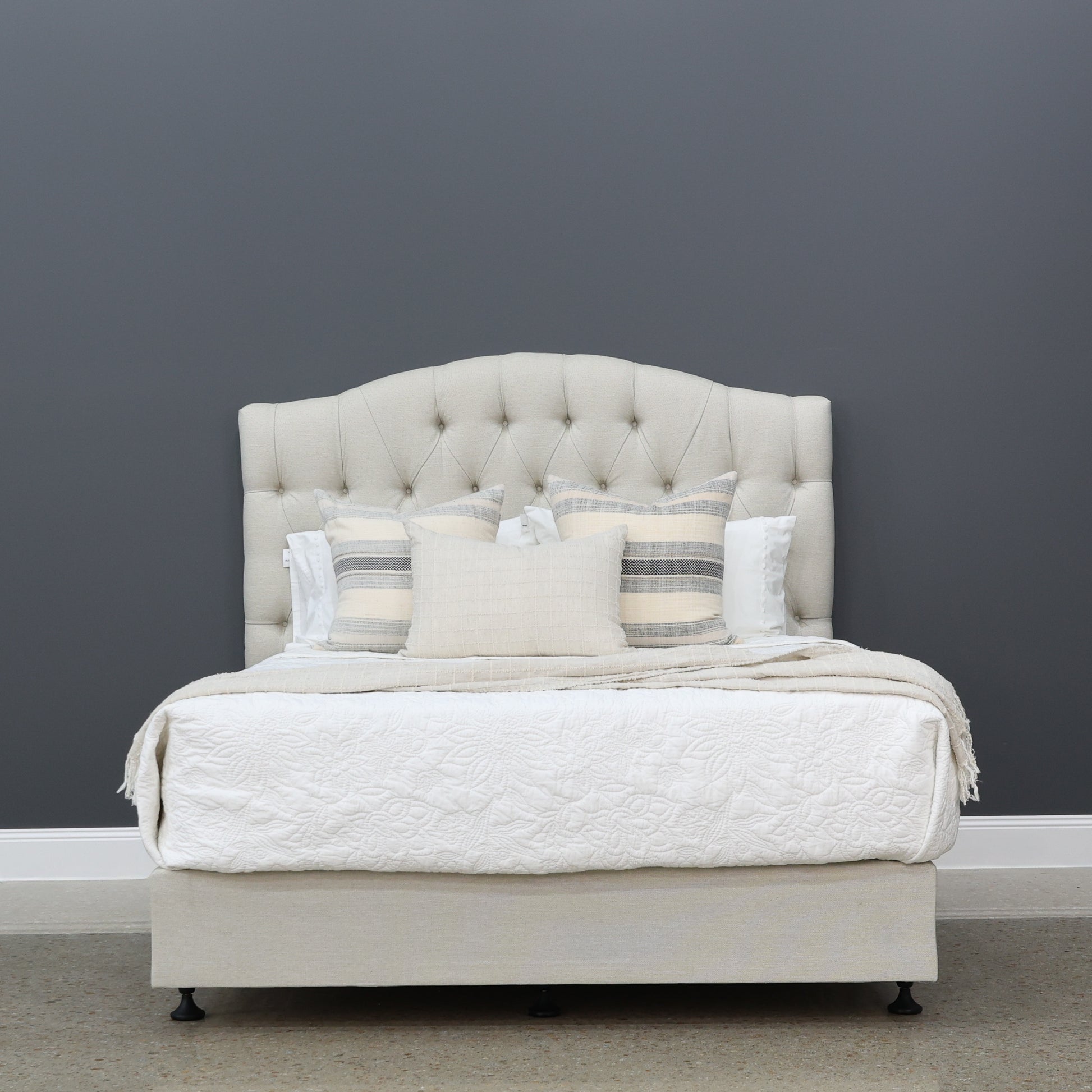 Brighton Upholstered Bedhead & Floating Base - Boston Oyster