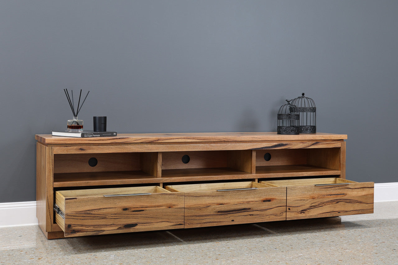 The Marri Wood TV Unit w/ 3 Drawers 3 Niches