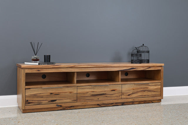 The Marri Wood TV Unit w/ 3 Drawers 3 Niches