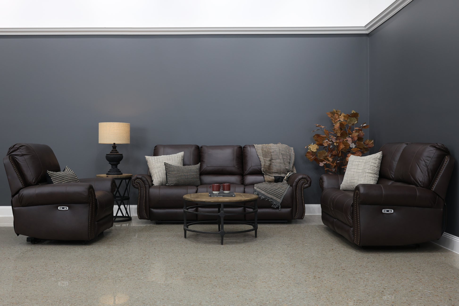 Laura 3 Seater Electric Sofa - English Tan Leather