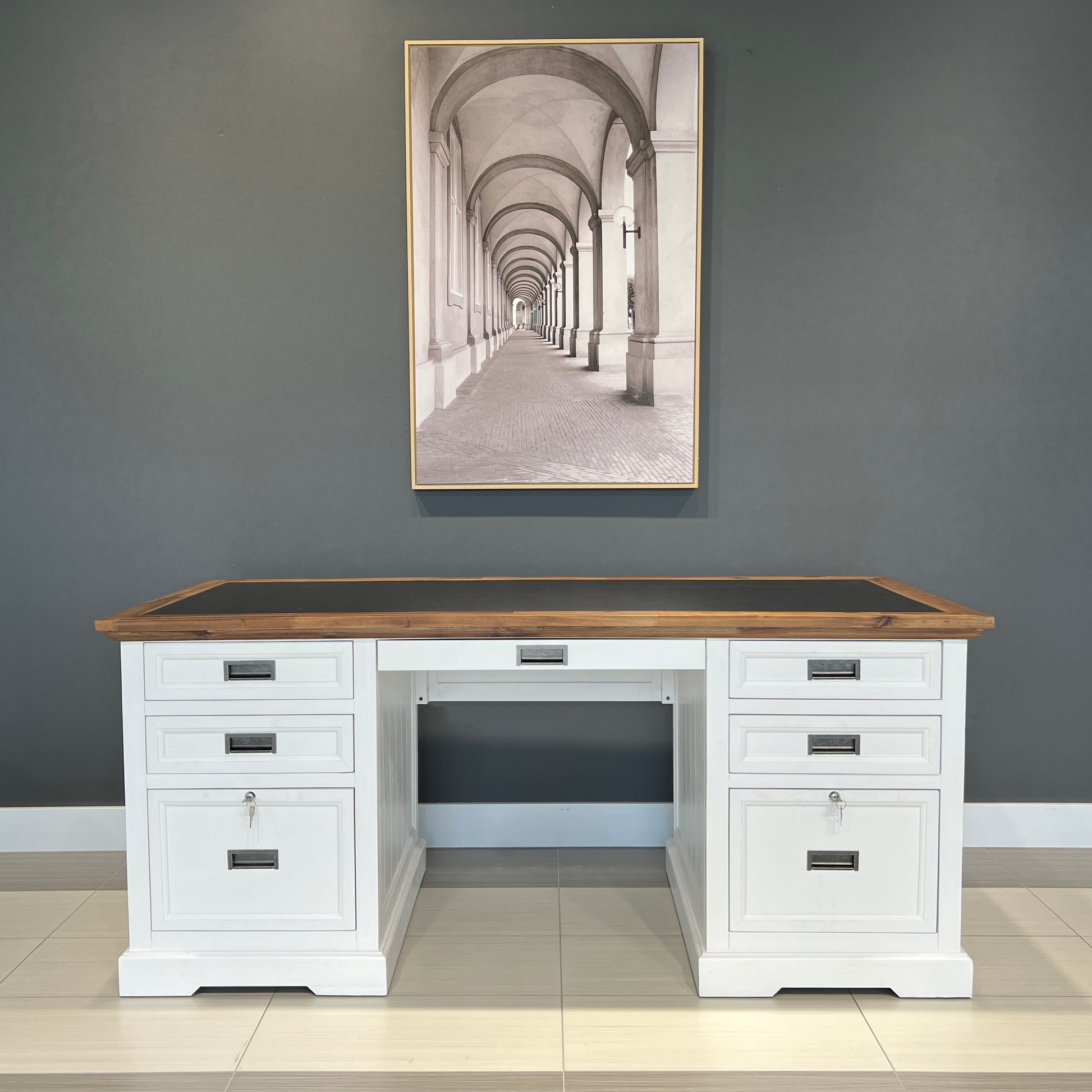 Provedore Two Tone Desk - Vinyl Top
