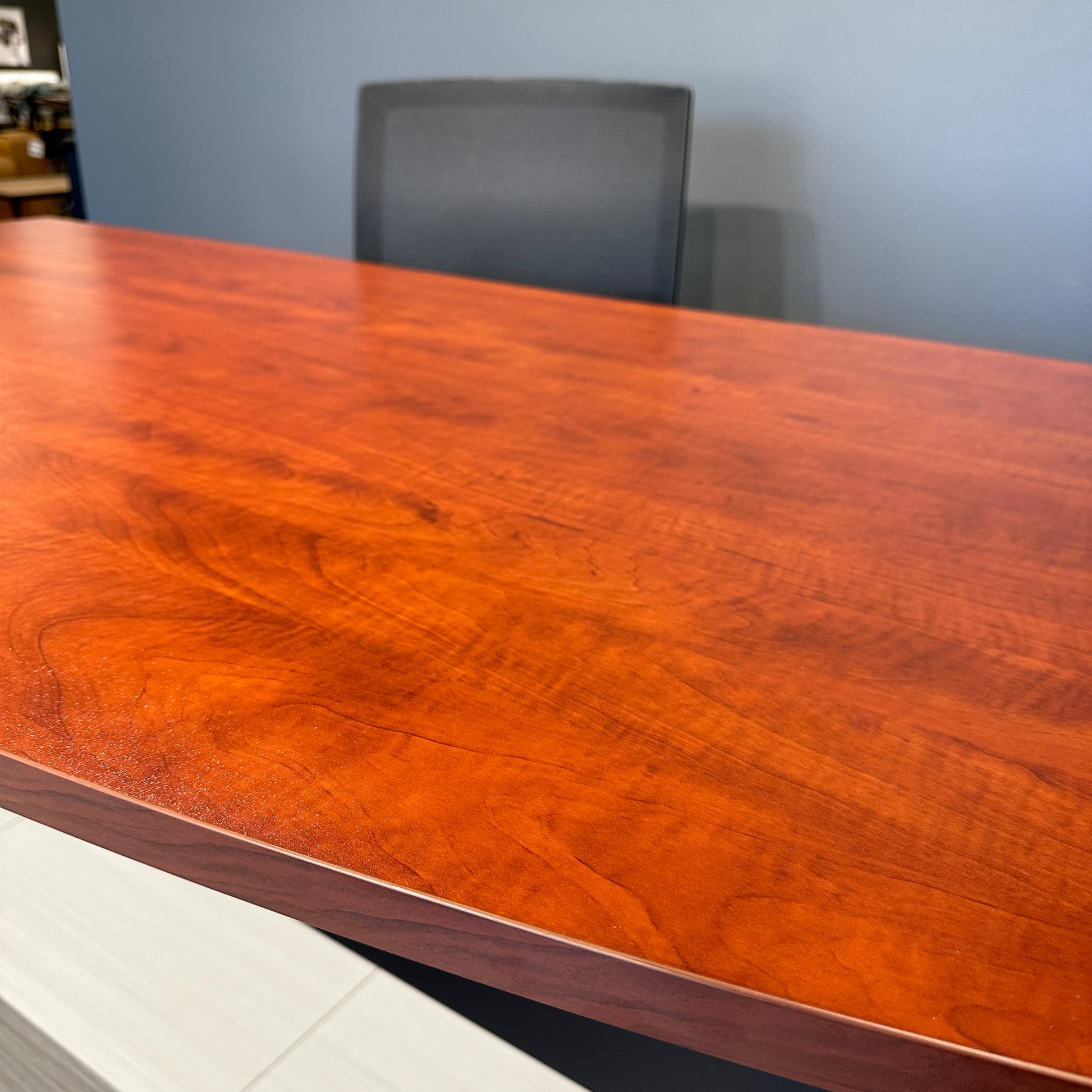 Performance Bow Front Desk - Red Gum/ Charcoal