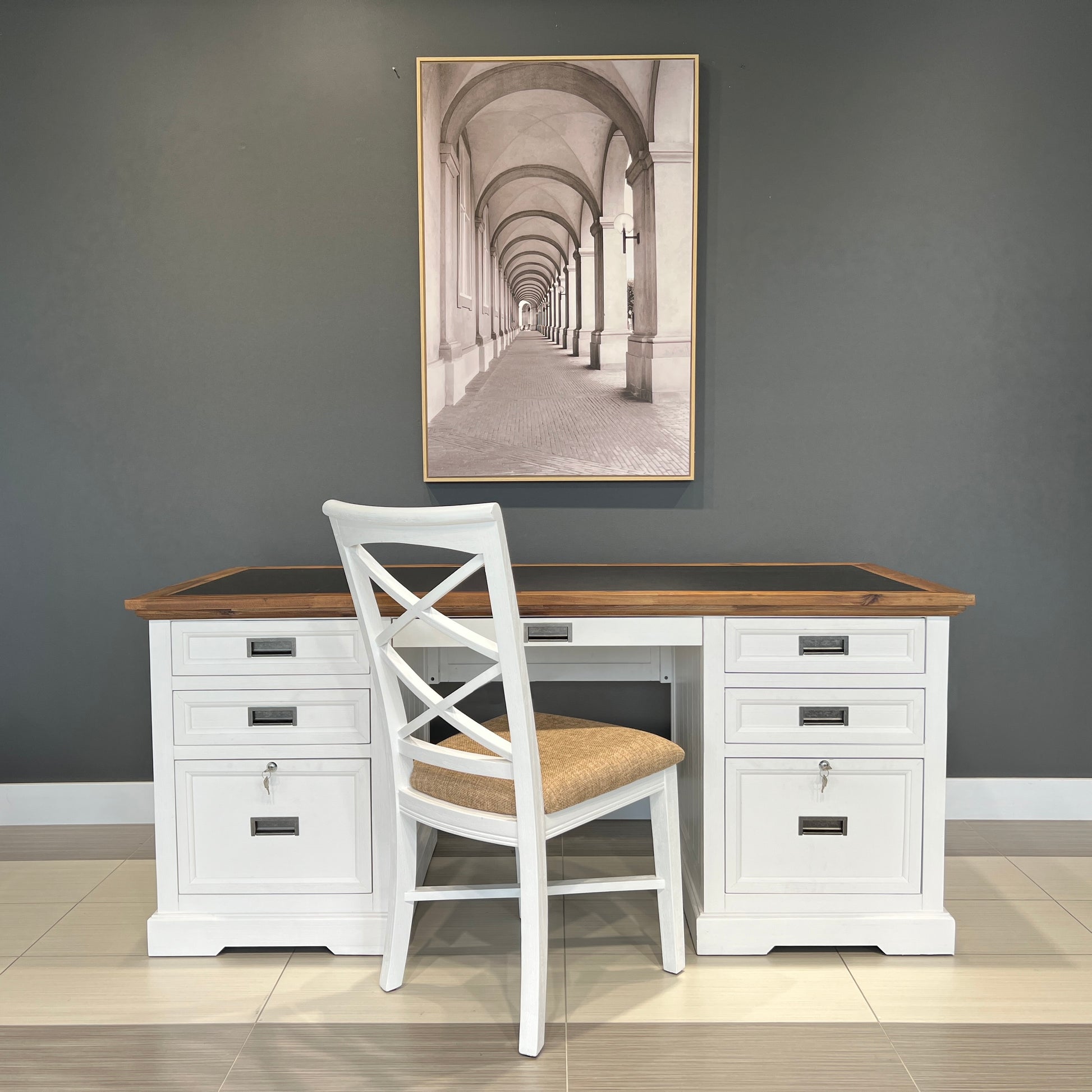Provedore Two Tone Desk - Vinyl Top
