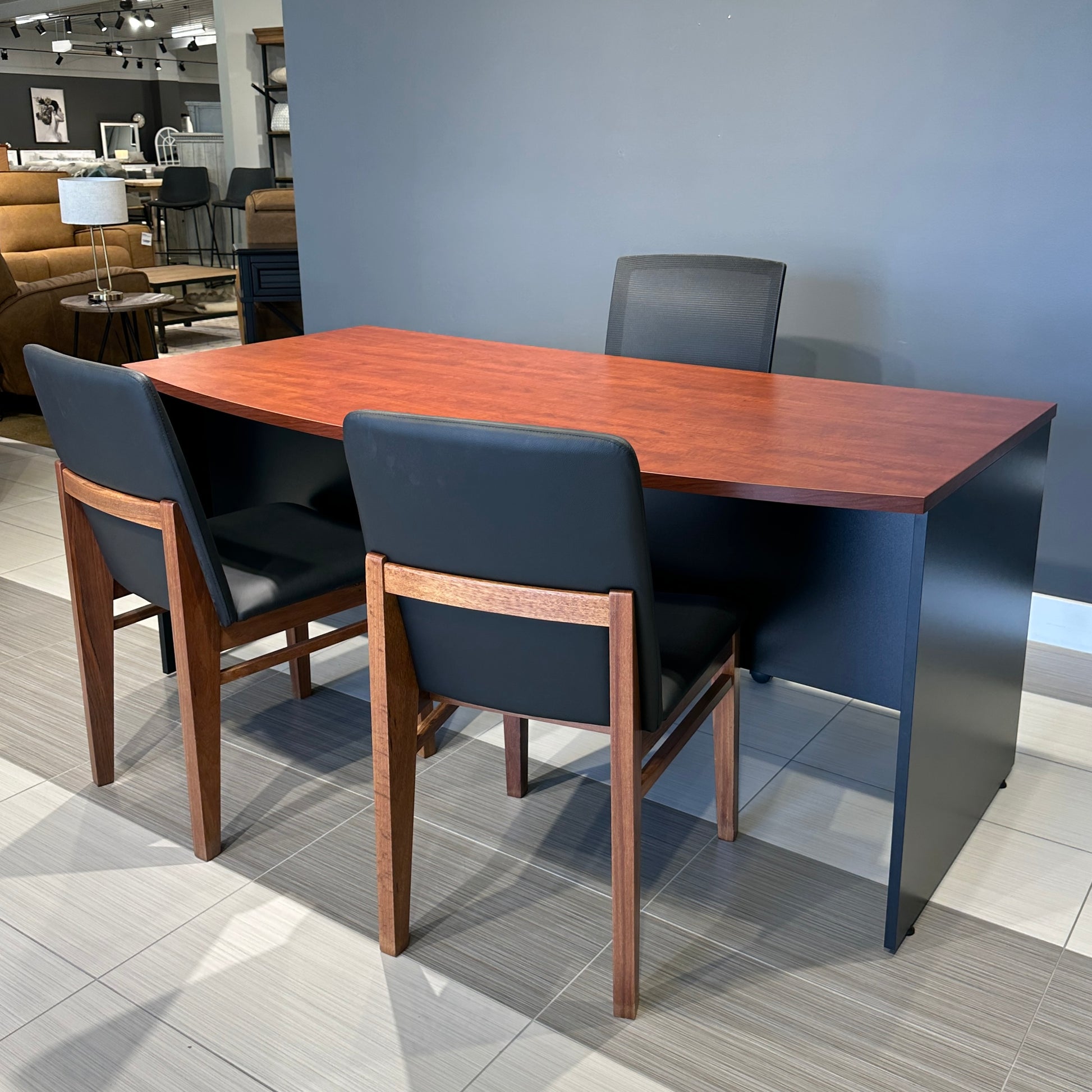 Performance Bow Front Desk - Red Gum/ Charcoal