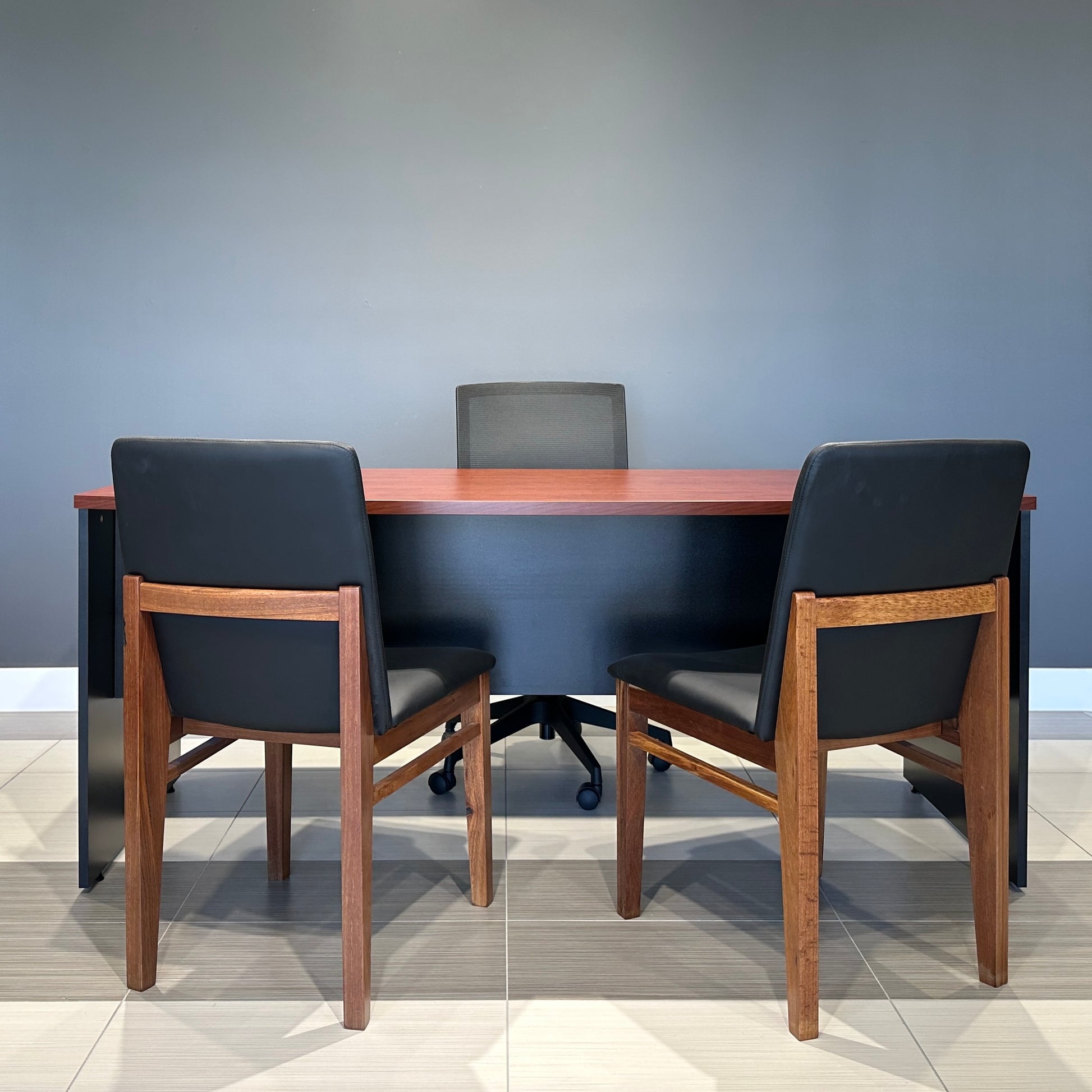 Performance Bow Front Desk - Red Gum/ Charcoal