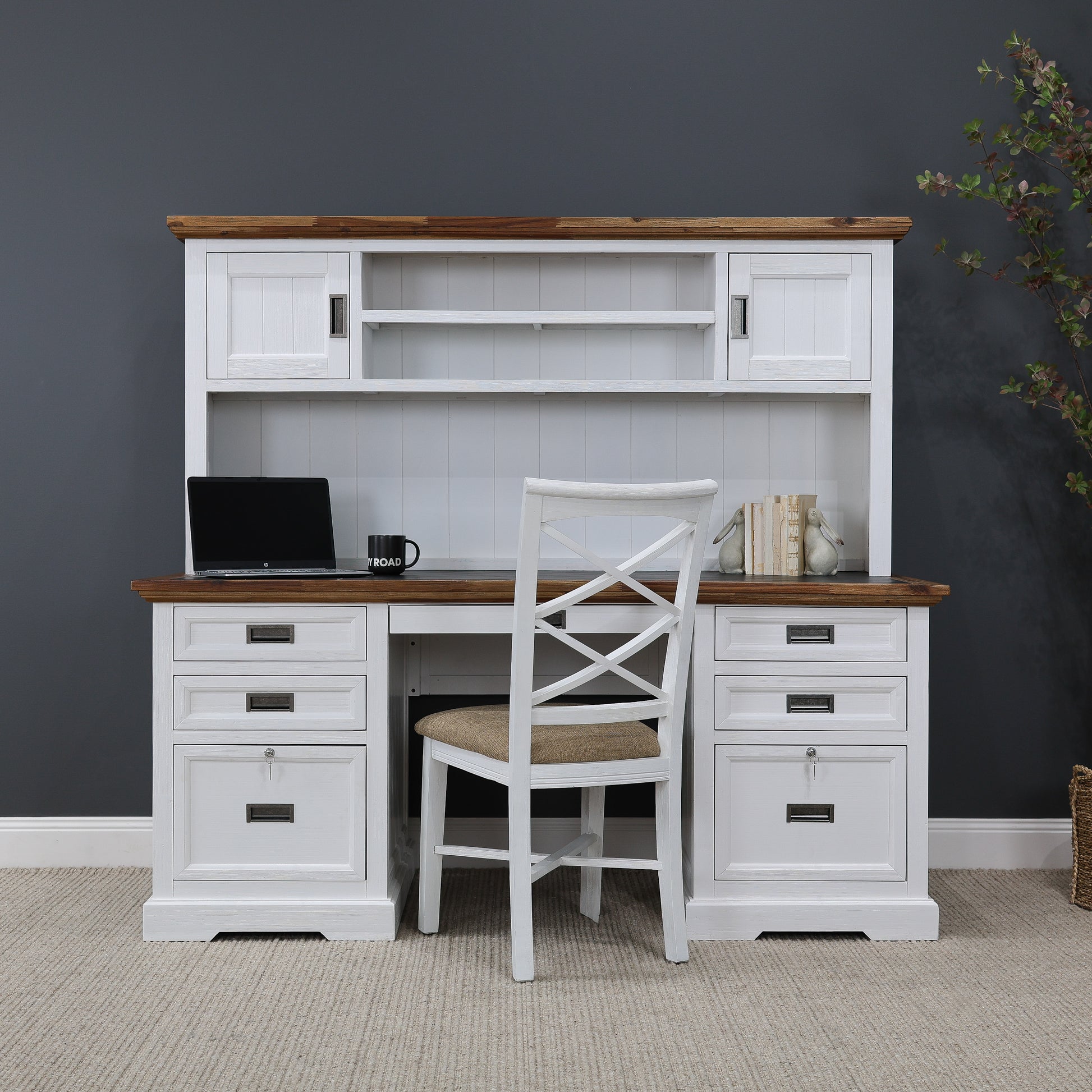 Provedore Two Tone Desk & Hutch