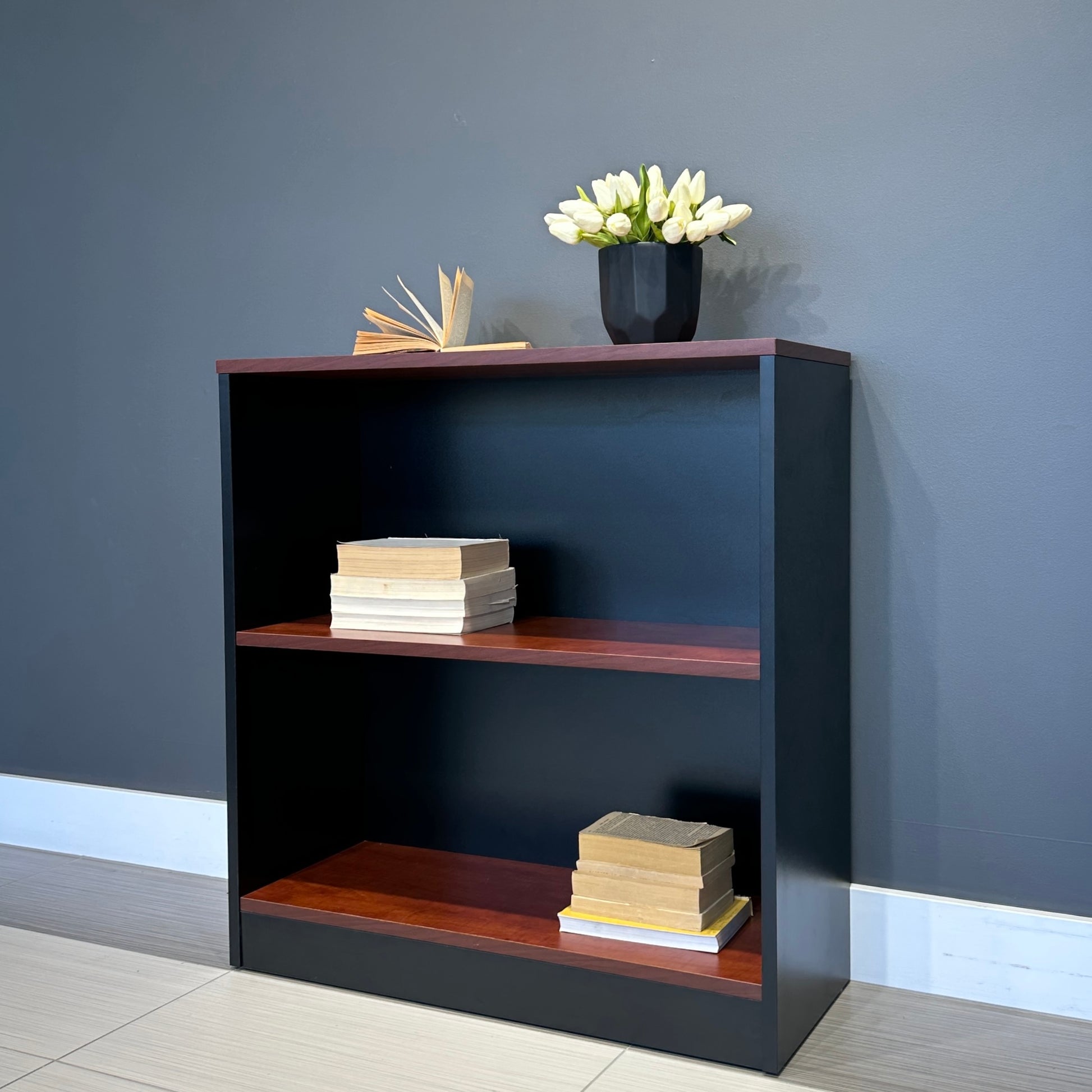 Performance Bookcase Small - Red Gum/ Charcoal