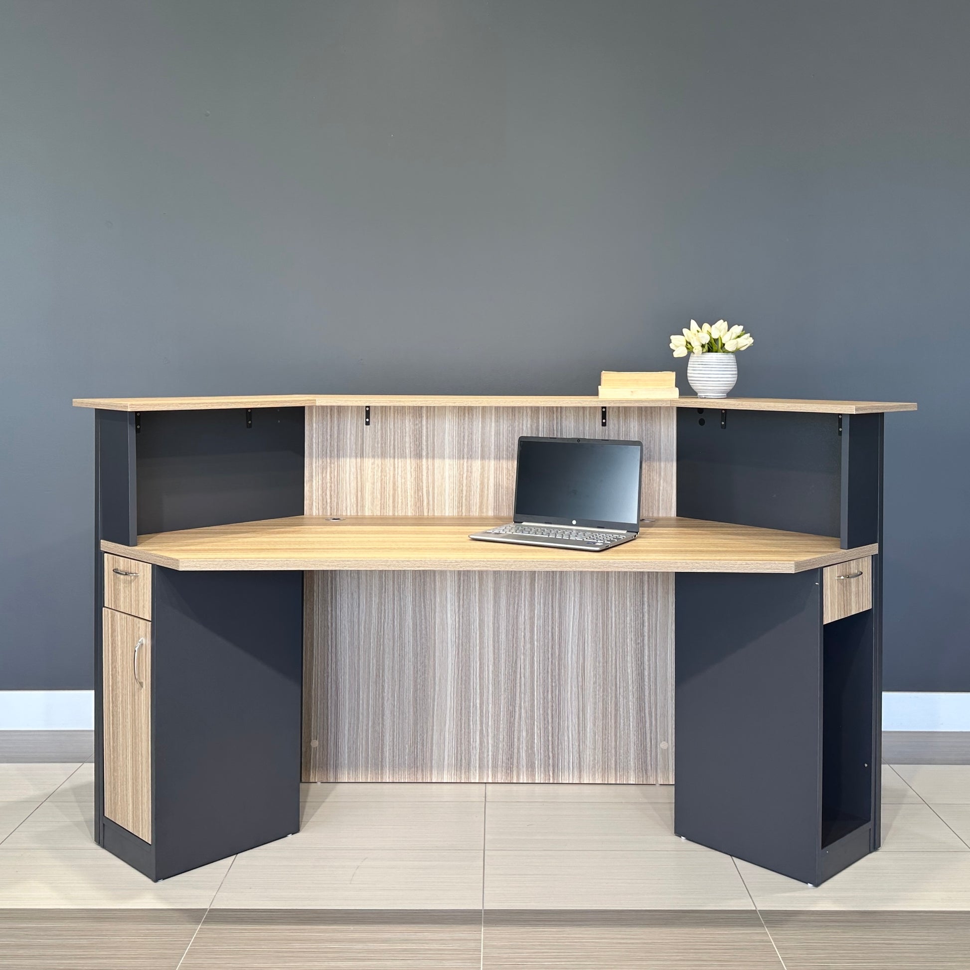 Performance Reception Counter – Natural Oak / Charcoal