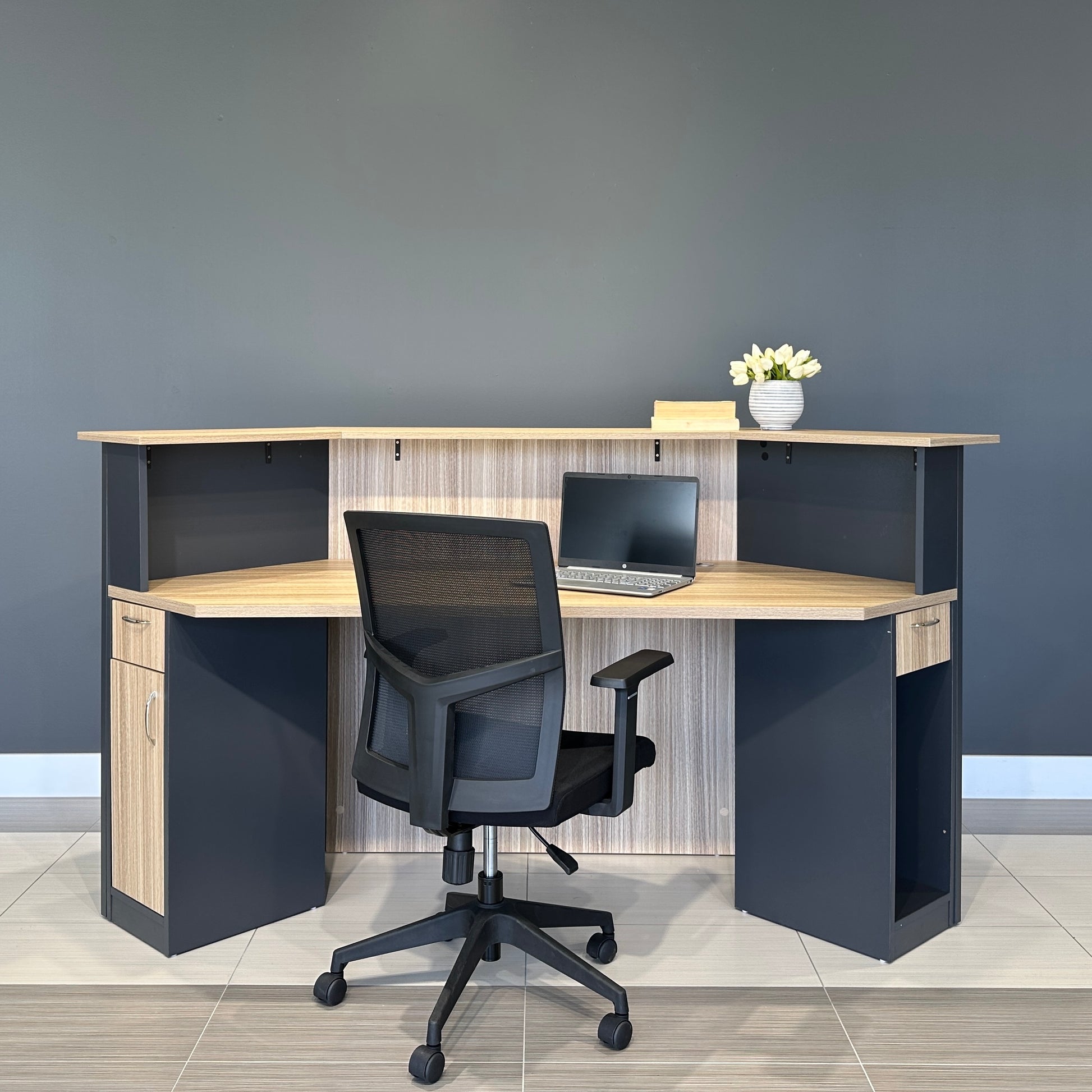 Performance Reception Counter – Natural Oak / Charcoal